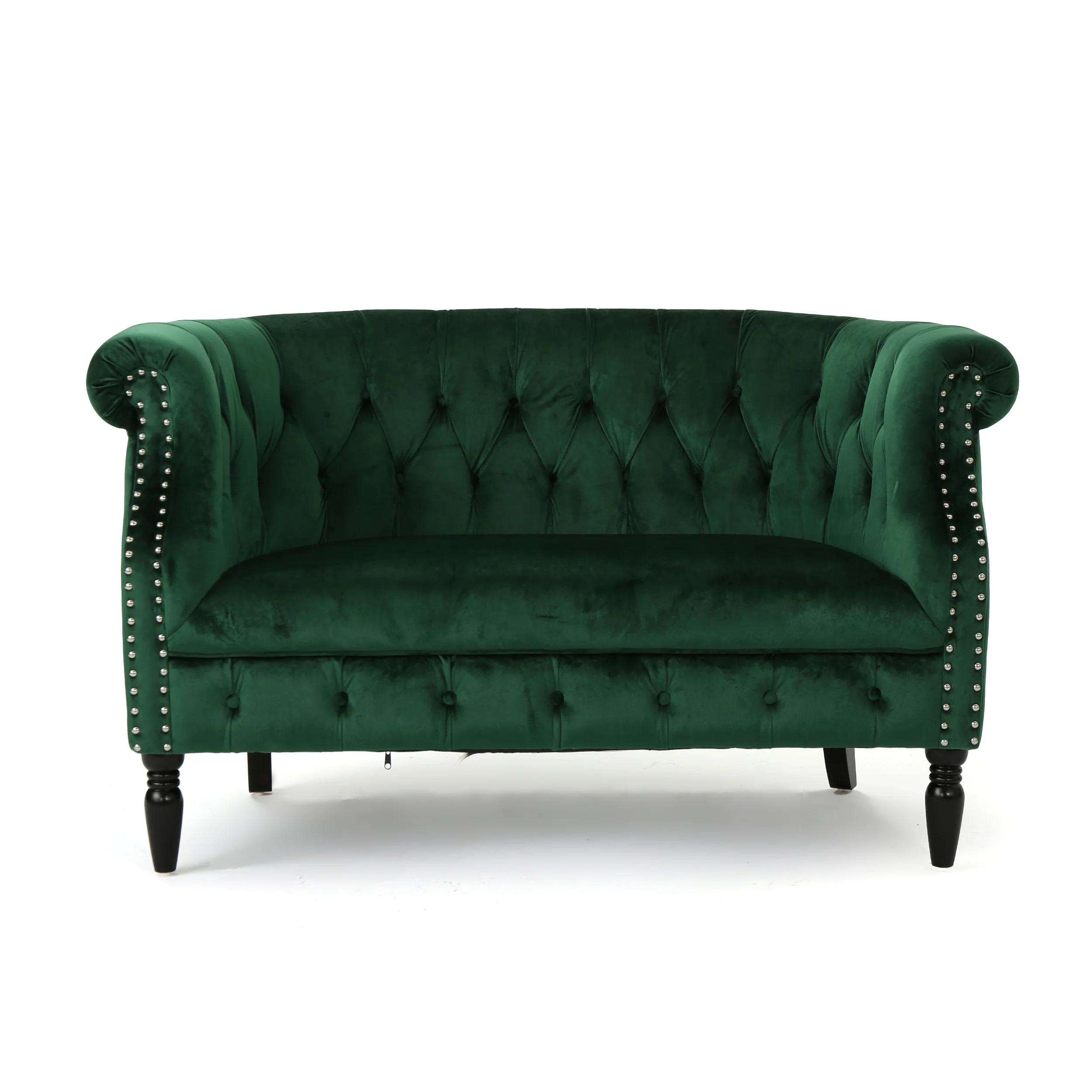 Melaina Tufted Scroll Arm New Velvet Loveseat - furnishings