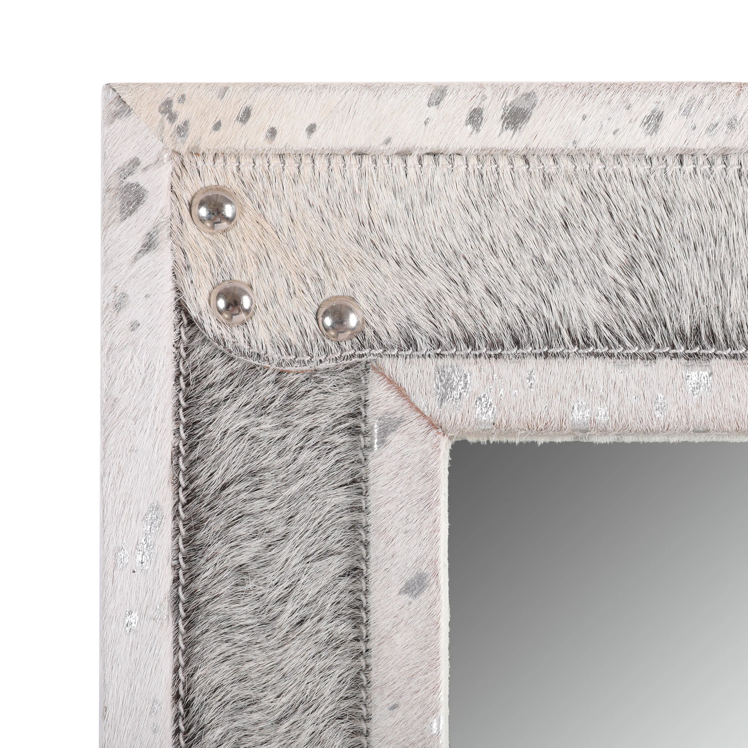 Hortense Handcrafted Boho Studded Leather Rectangle Wall Mirror - furnishings