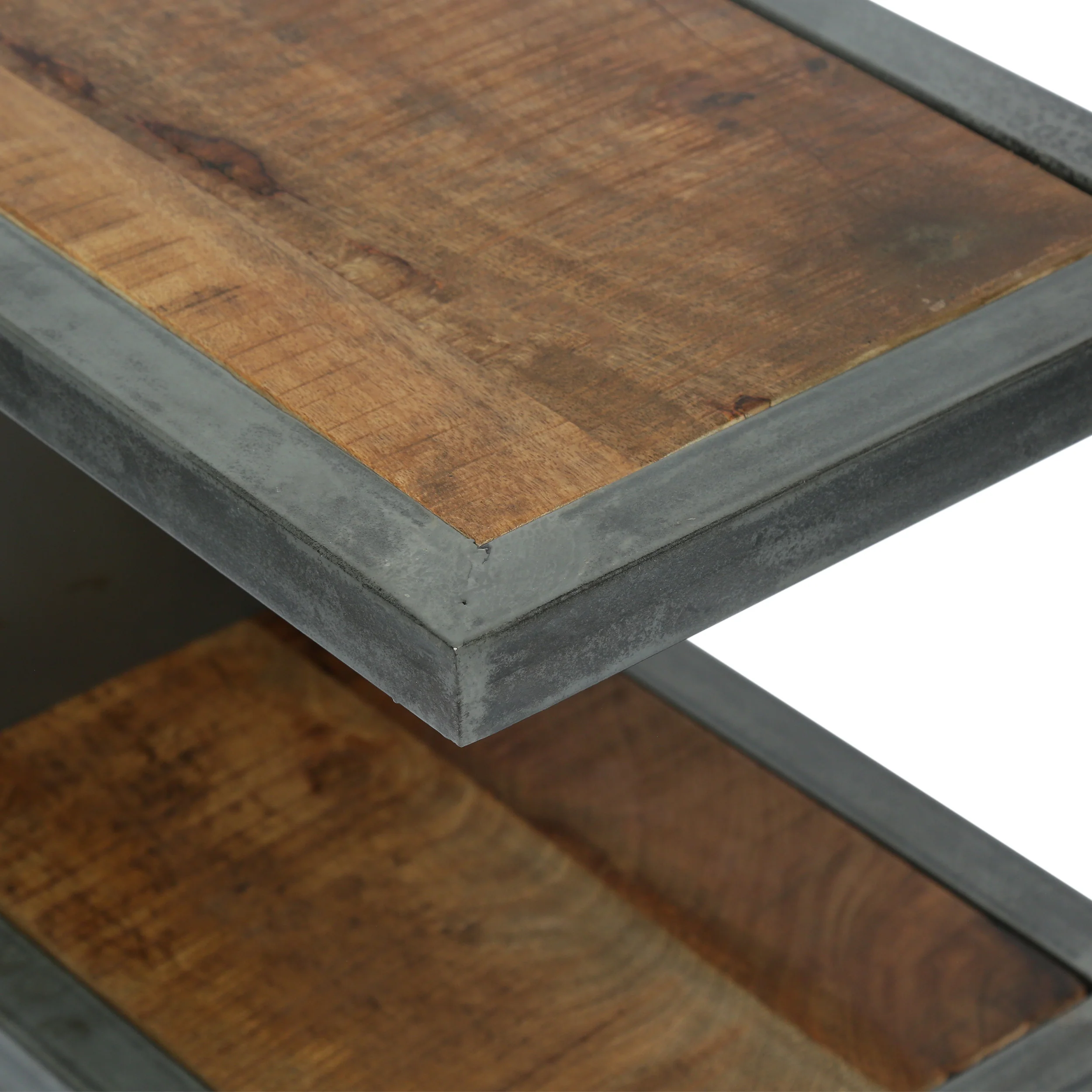 Clary Modern Industrial Handcrafted Mango Wood Side Table, Natural and Gray - furnishings