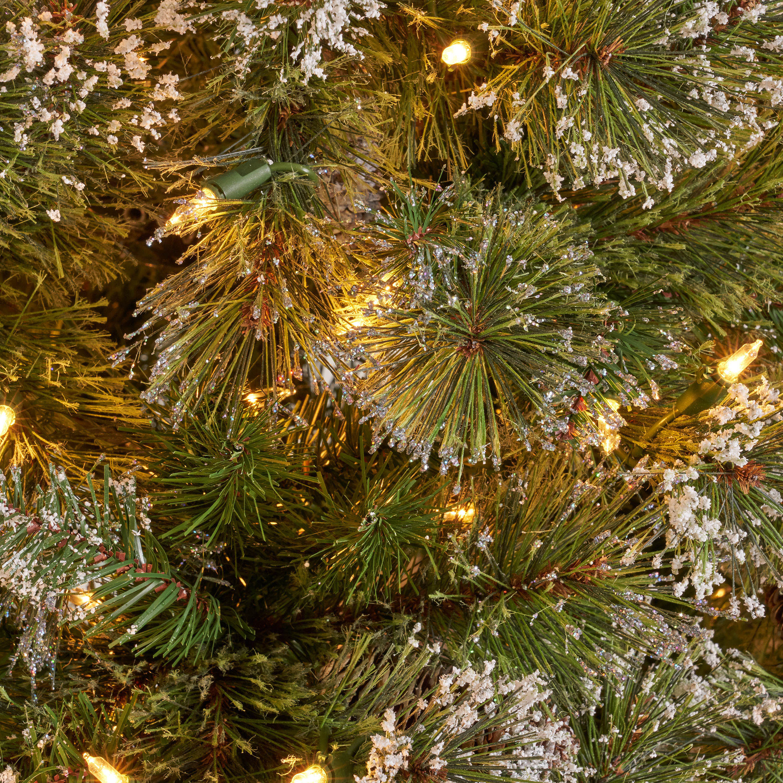 7.5-foot Cashmere Pine and Mixed Needles Hinged Artificial Christmas Tree with Snow and Glitter Branches and Frosted Pinecones - furnishings