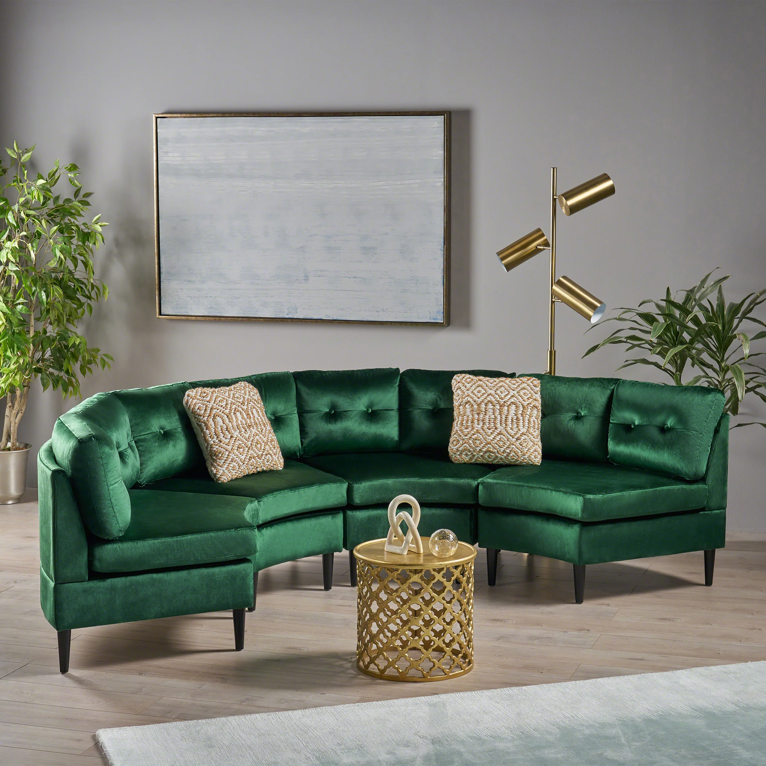Julian Nora Glam Velvet Modular 4 Seater Sectional - furnishings