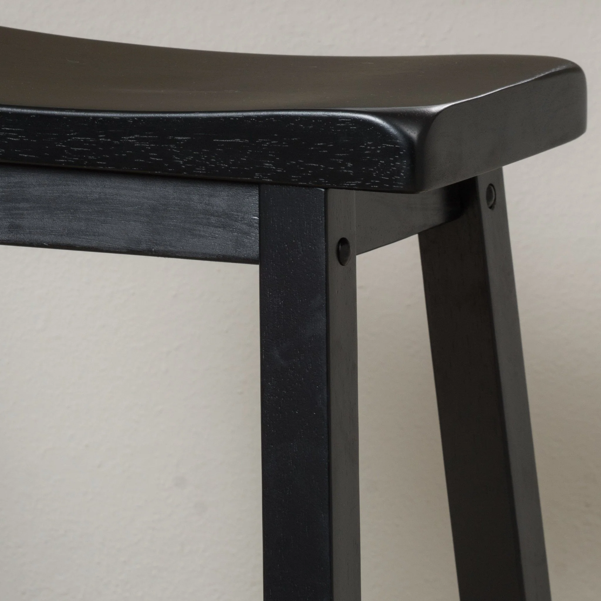 Toluca Farmhouse 29-Inch Black Wood Saddle Barstools (Set of 2) - furnishings