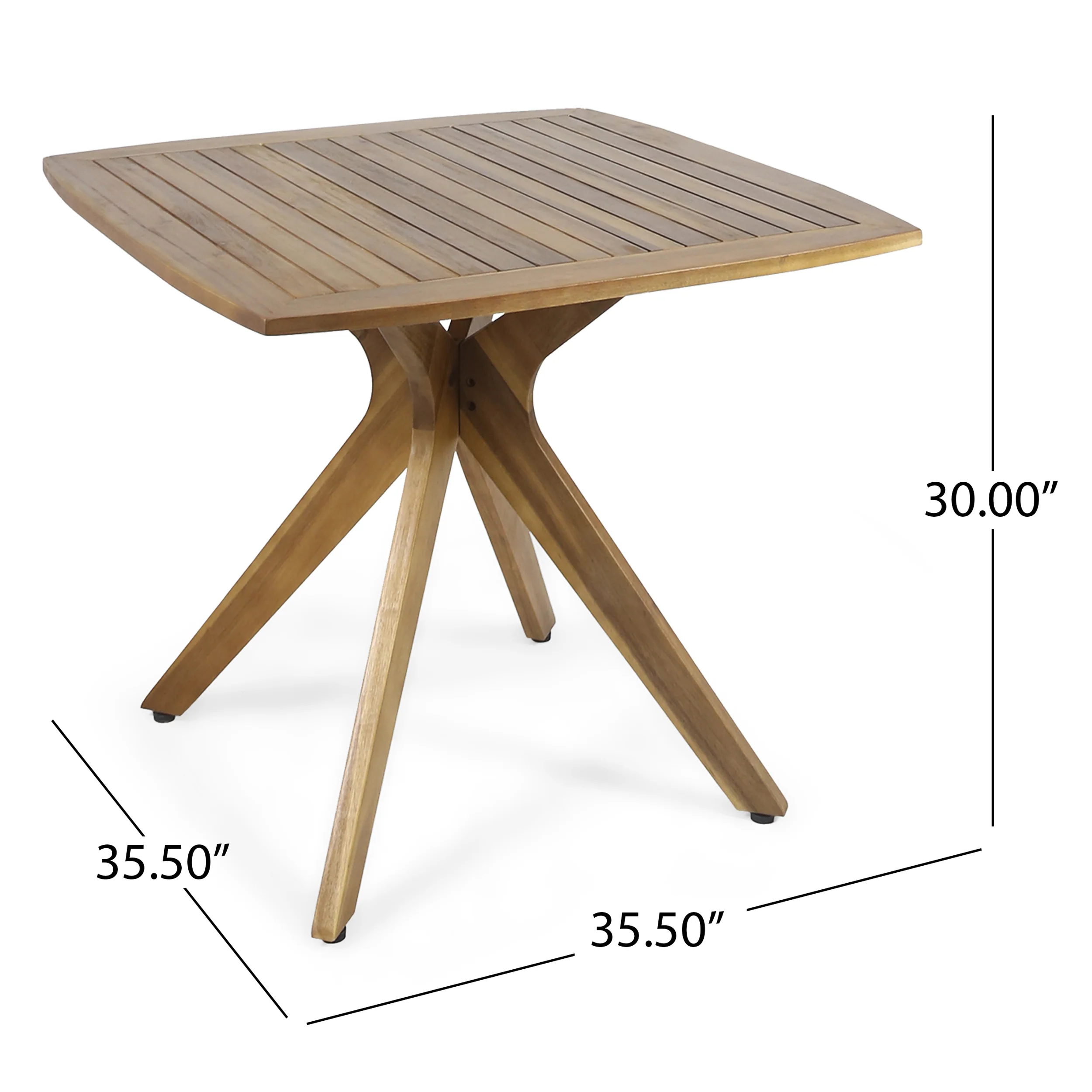 Rosin Outdoor 4 Seater Acacia Wood Square Dining Set - furnishings