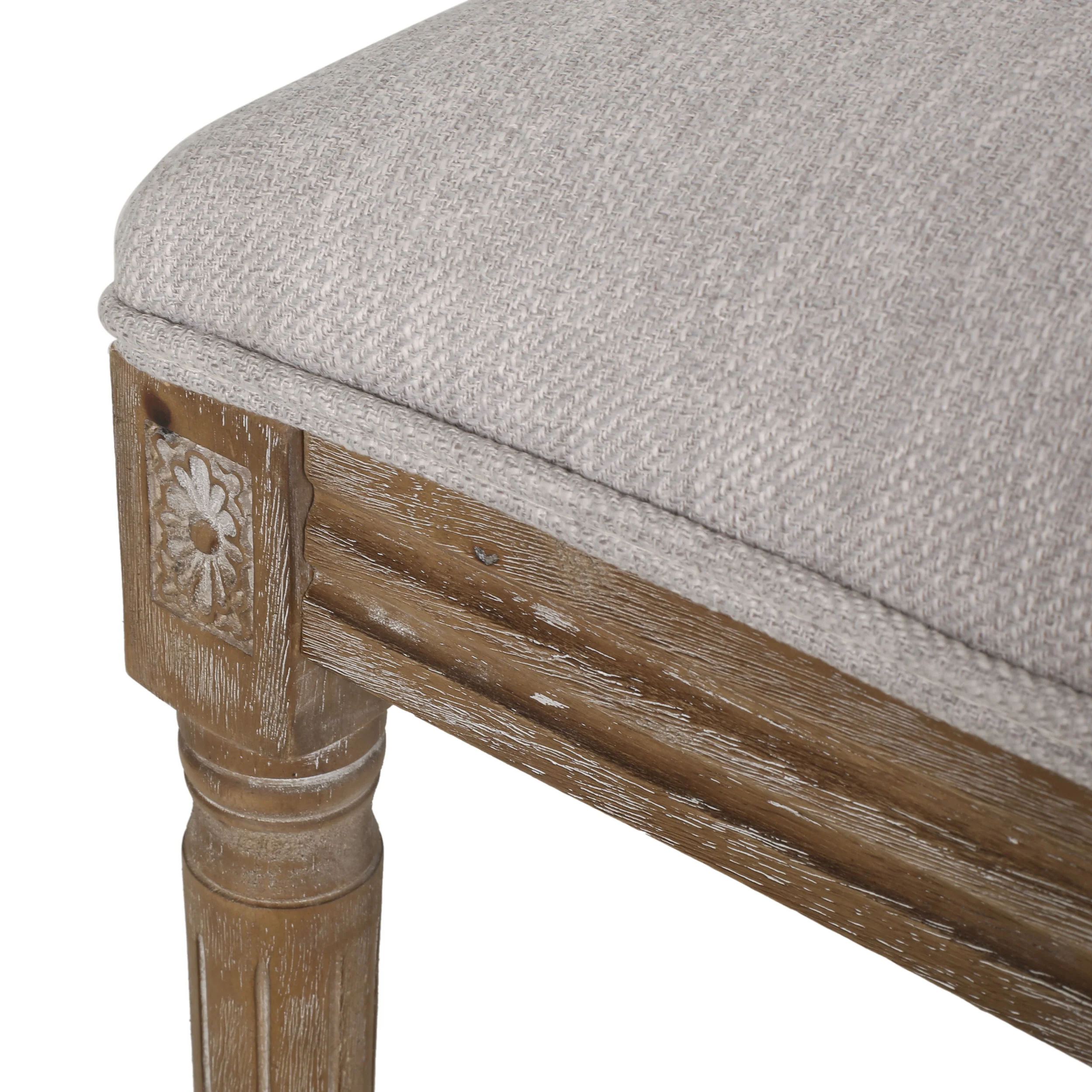 Merlene French Country Fabric Upholstered Wood 5 Piece Circular Dining Set - furnishings
