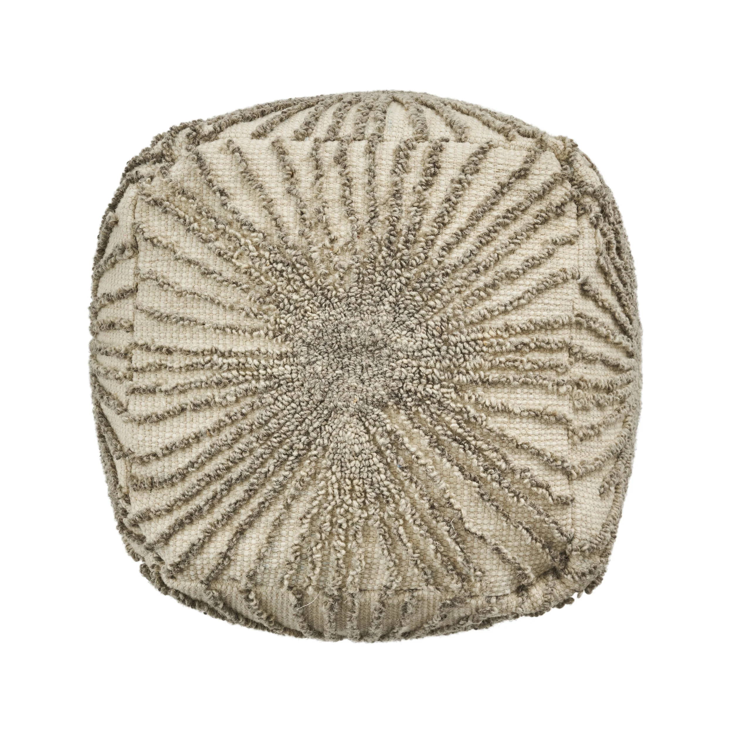 Amyri Boho Wool and Cotton Ottoman Pouf - furnishings