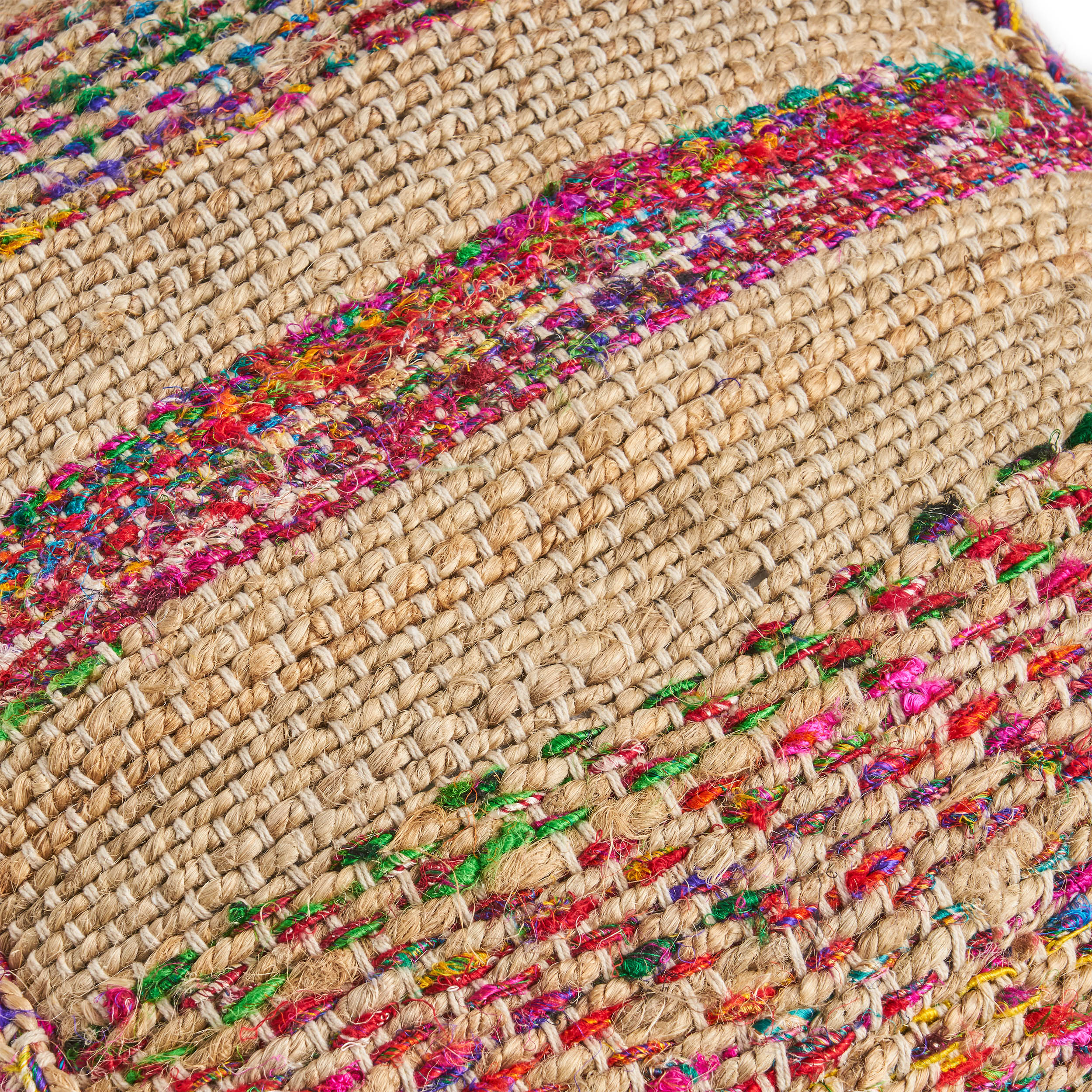 Sofija Boho Hemp Silk and Cotton Ottoman Pouf - furnishings
