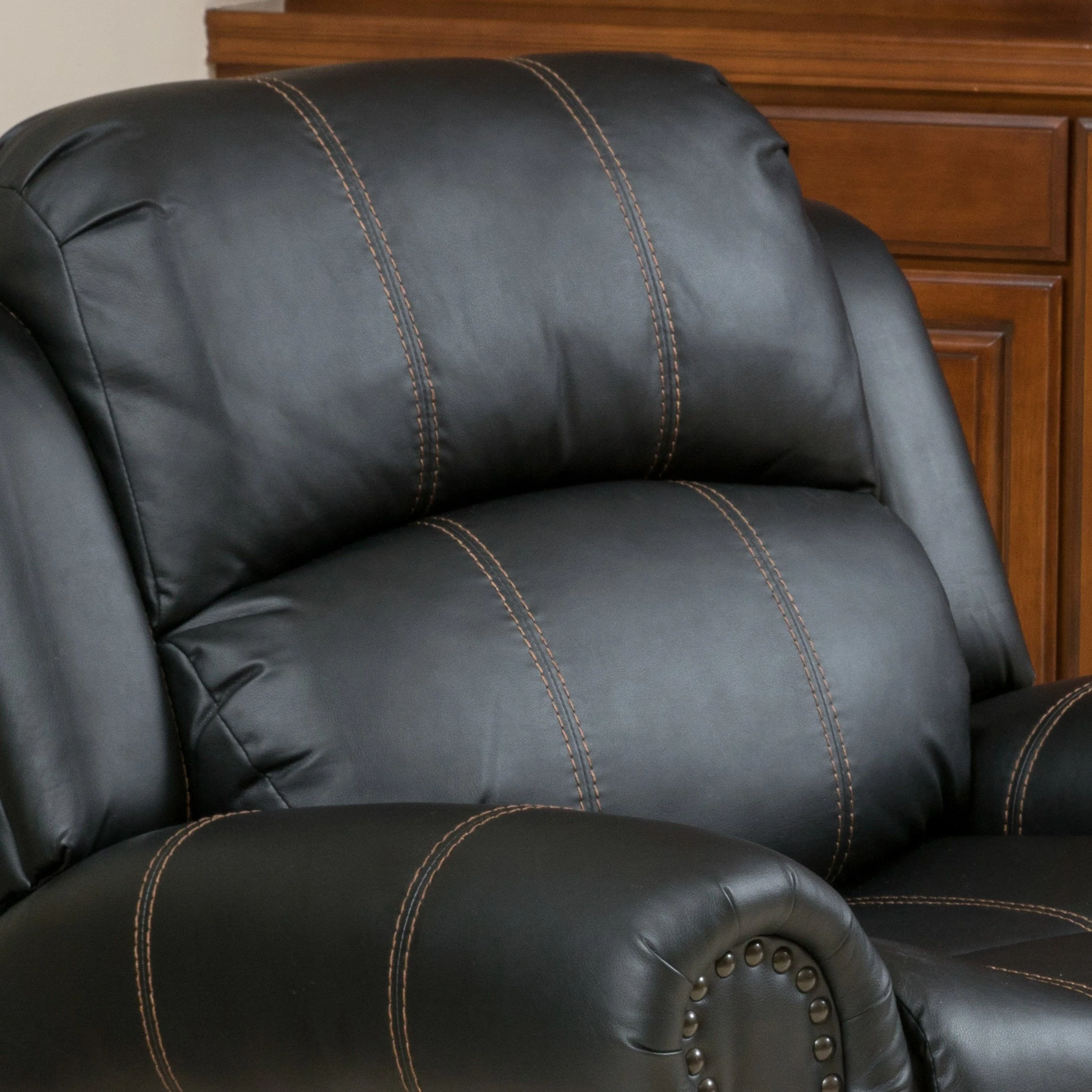 Harbor Contemporary Upholstered Faux Leather Gliding Recliner - furnishings