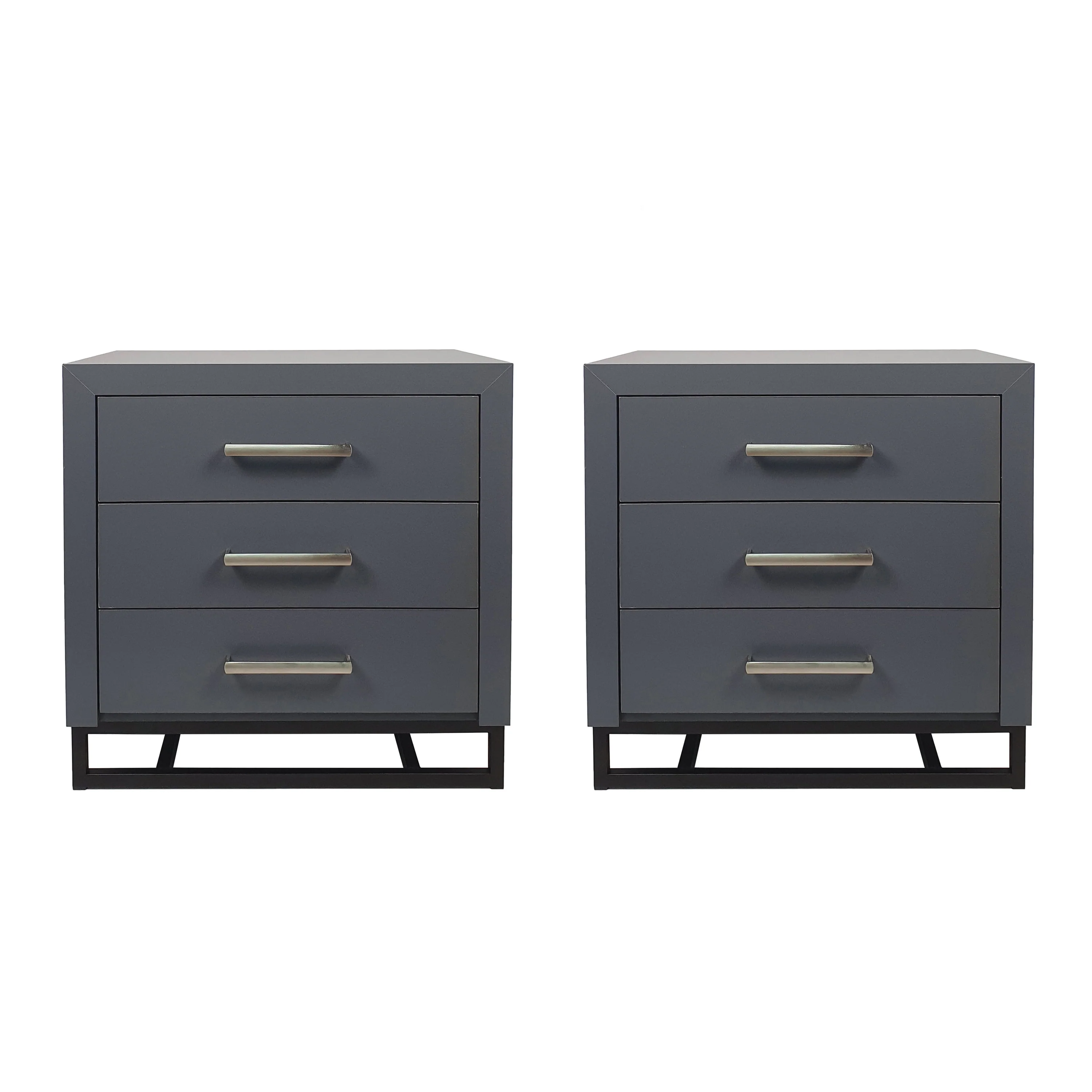 Borah Contemporary Faux Wood 3 Drawer Nightstand, Set of 2 - furnishings