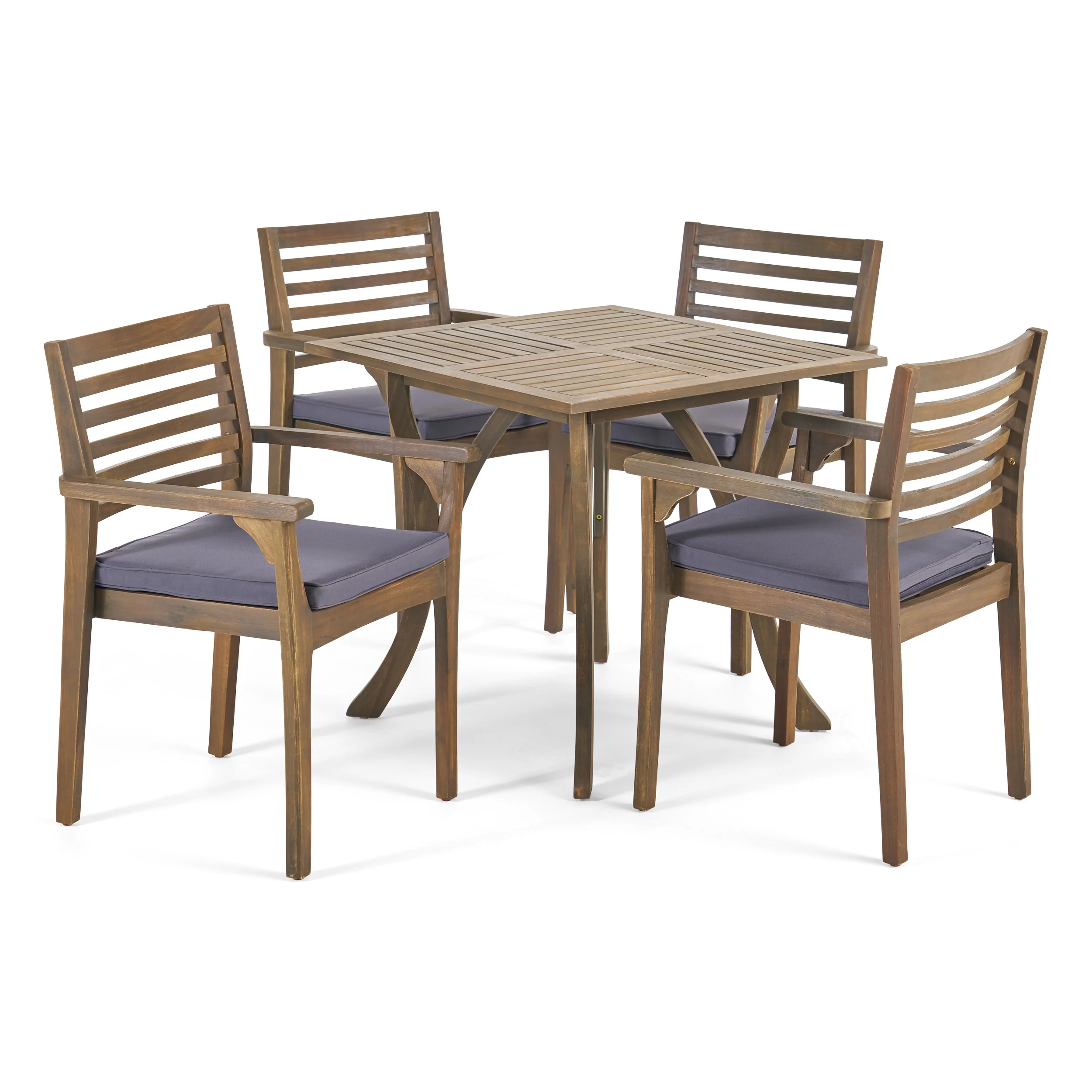 Phoenix Outdoor Acacia 4-Seater Dining Set with Cushions and 32
