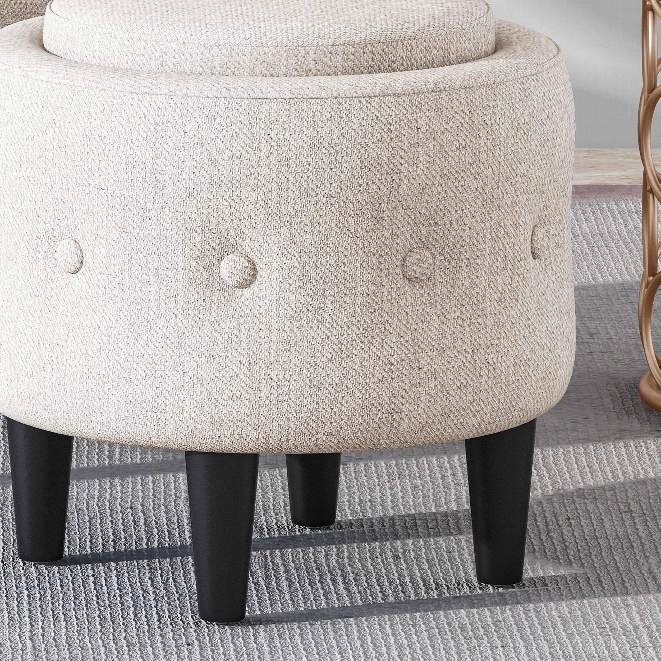 Atticus Chesterfield Style Tufted Fabric Accent Chair and Ottoman Set - furnishings