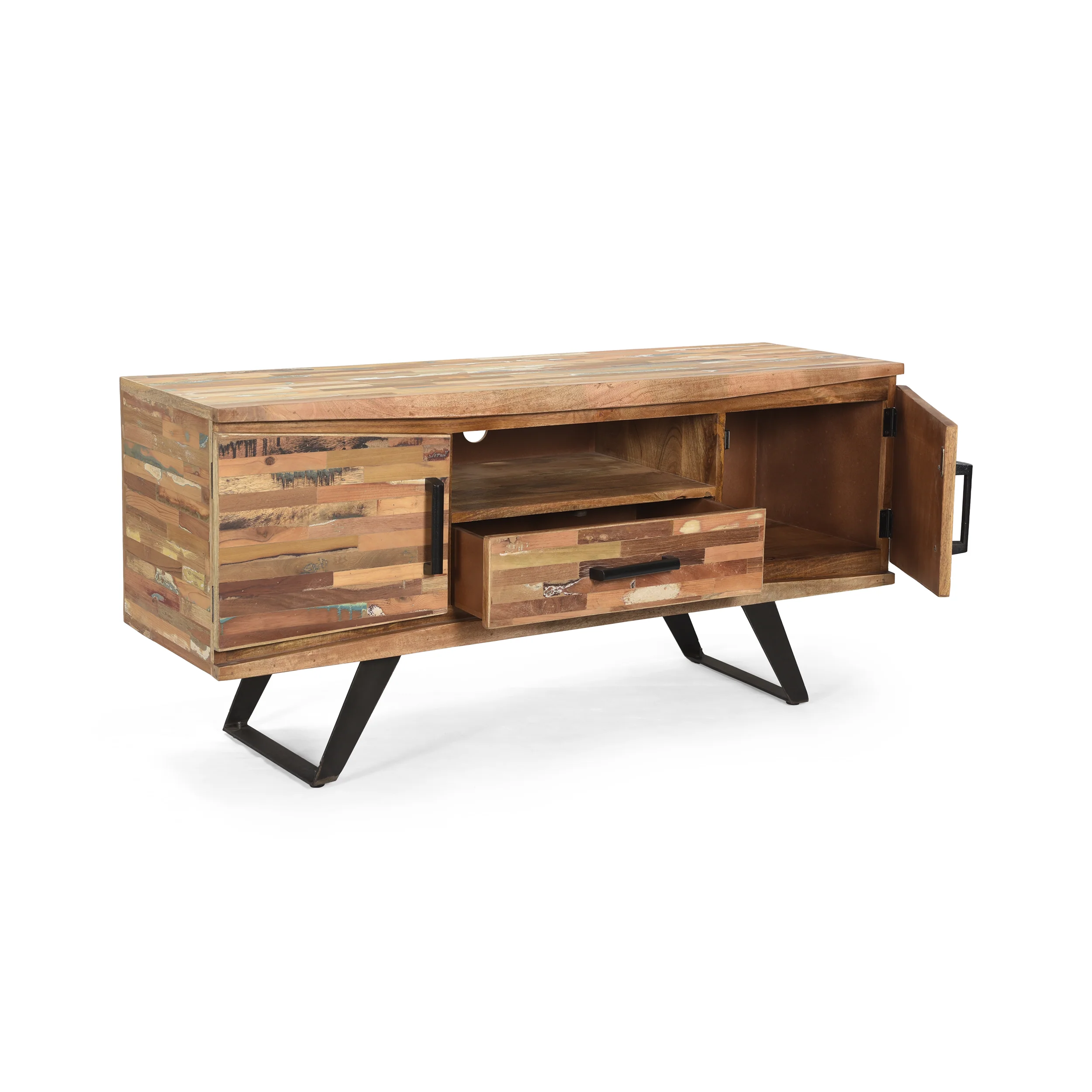 Alithea Handcrafted Boho Reclaimed Wood TV Stand - furnishings