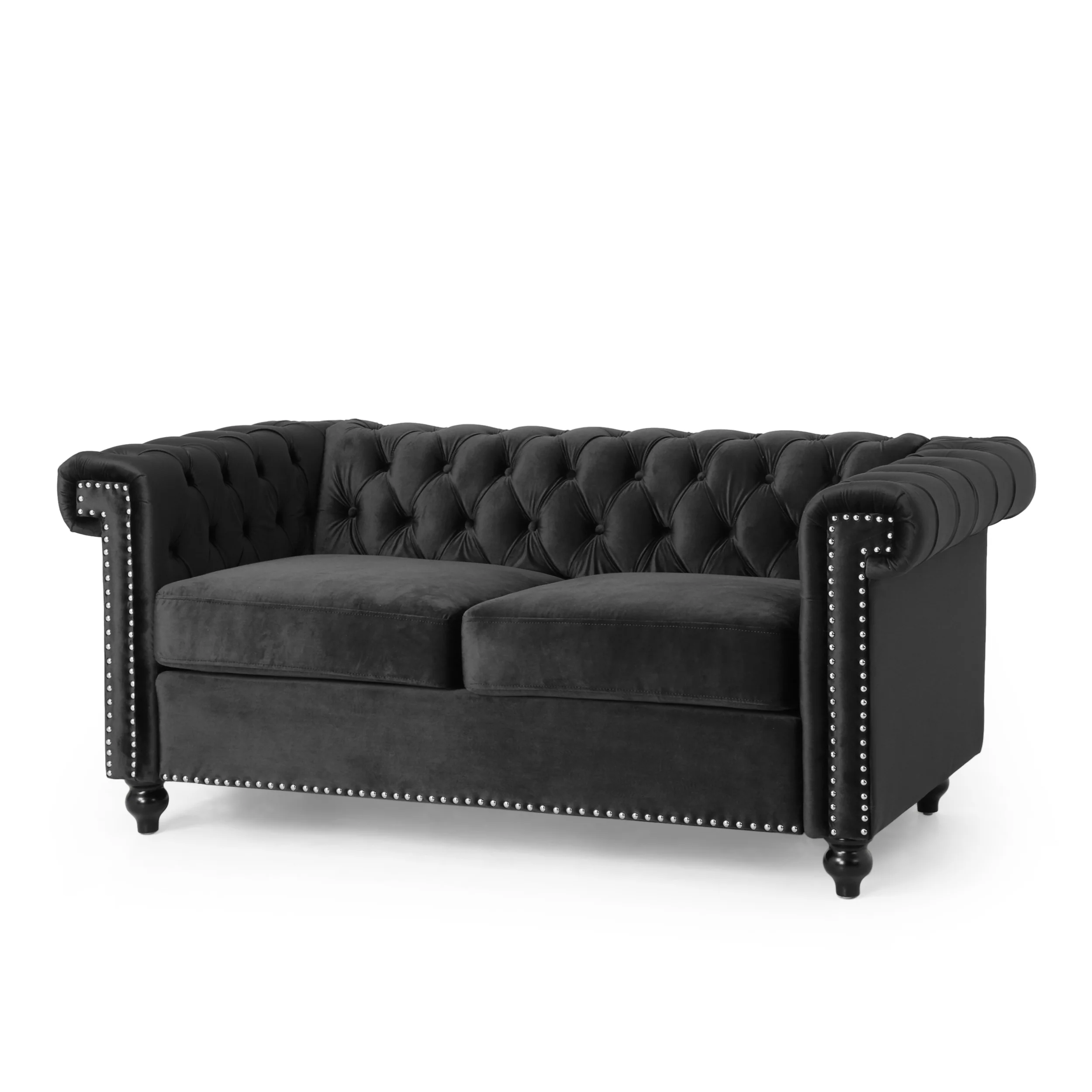 Timber Modern Glam Tufted Loveseat with Nailhead Trim - furnishings