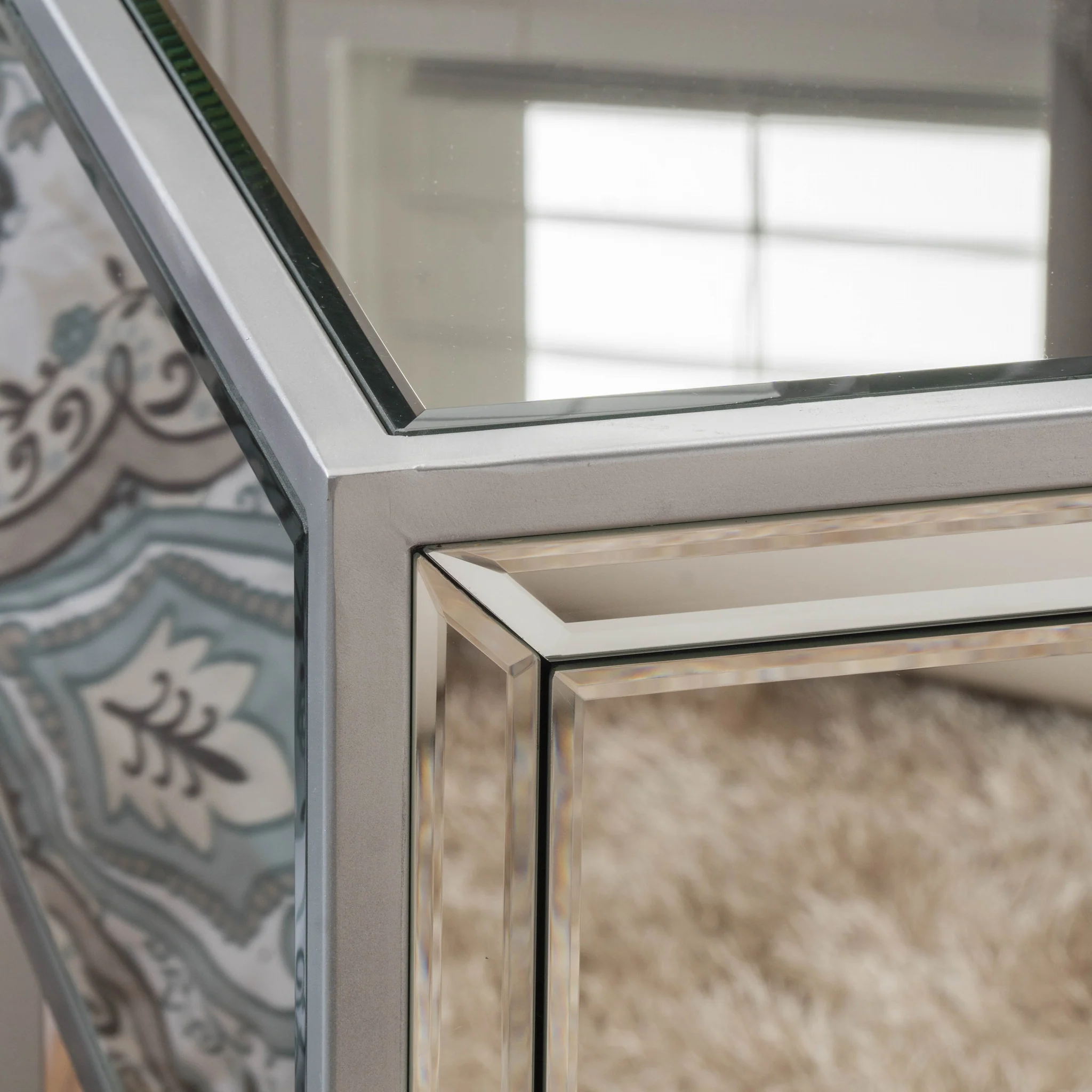 Athena Mirrored Silver 1 Drawer Side Table - furnishings