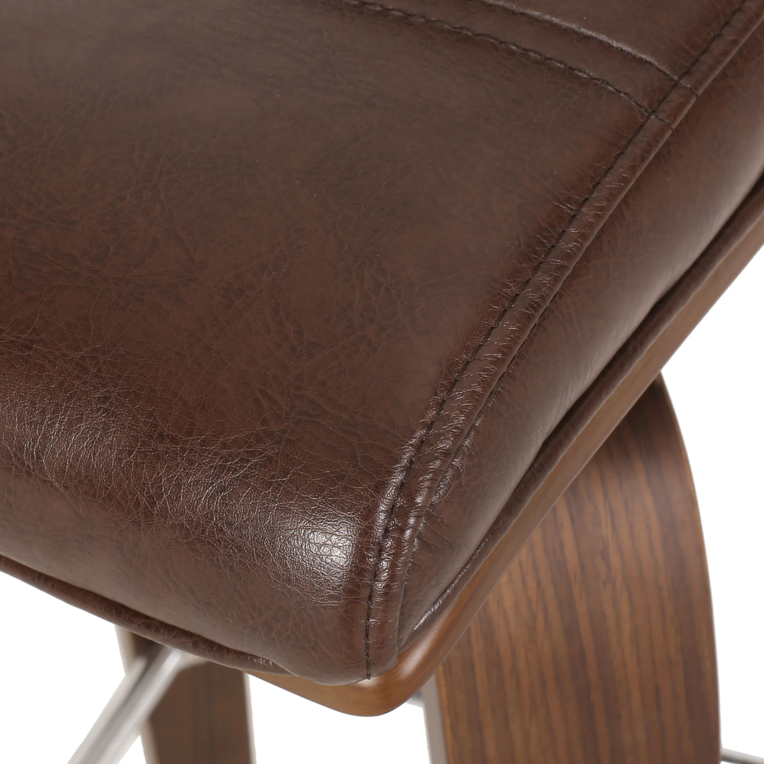 Mendon Mid Century Modern Channel Stitch Bentwood Swivel Barstools, Set of 2 - furnishings