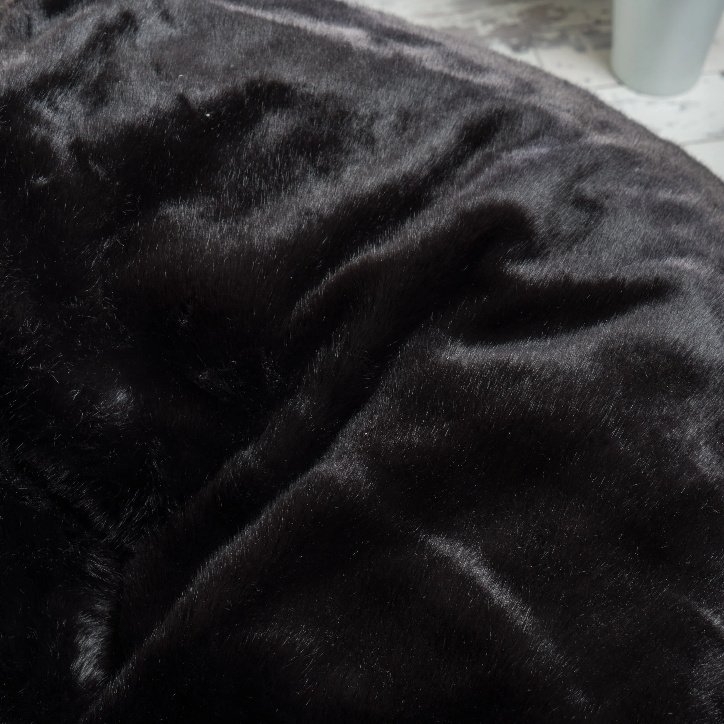 Malic Plush New Black Fur Fabric Bean Bag - furnishings