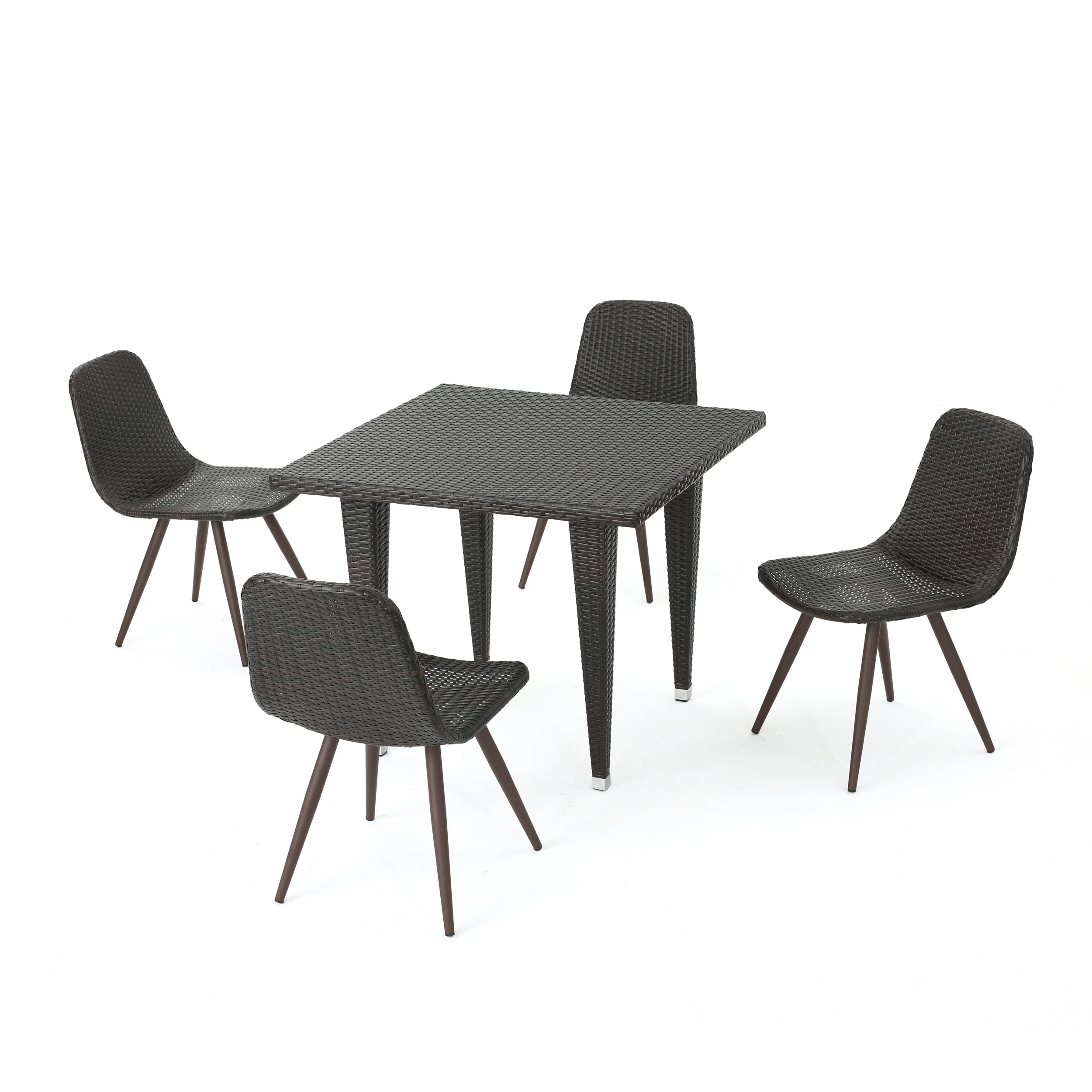 Tomley Outdoor 5 Piece Multi-brown Wicker 35 Inch Square Dining Set - furnishings