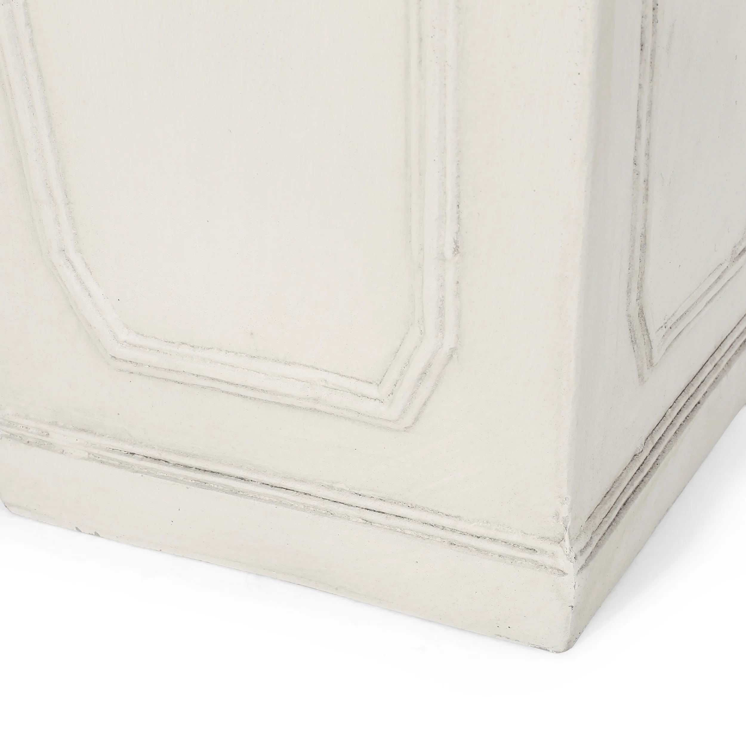Greg Outdoor Medium and Large Cast Stone Tapered Planter Set, Antique White - furnishings