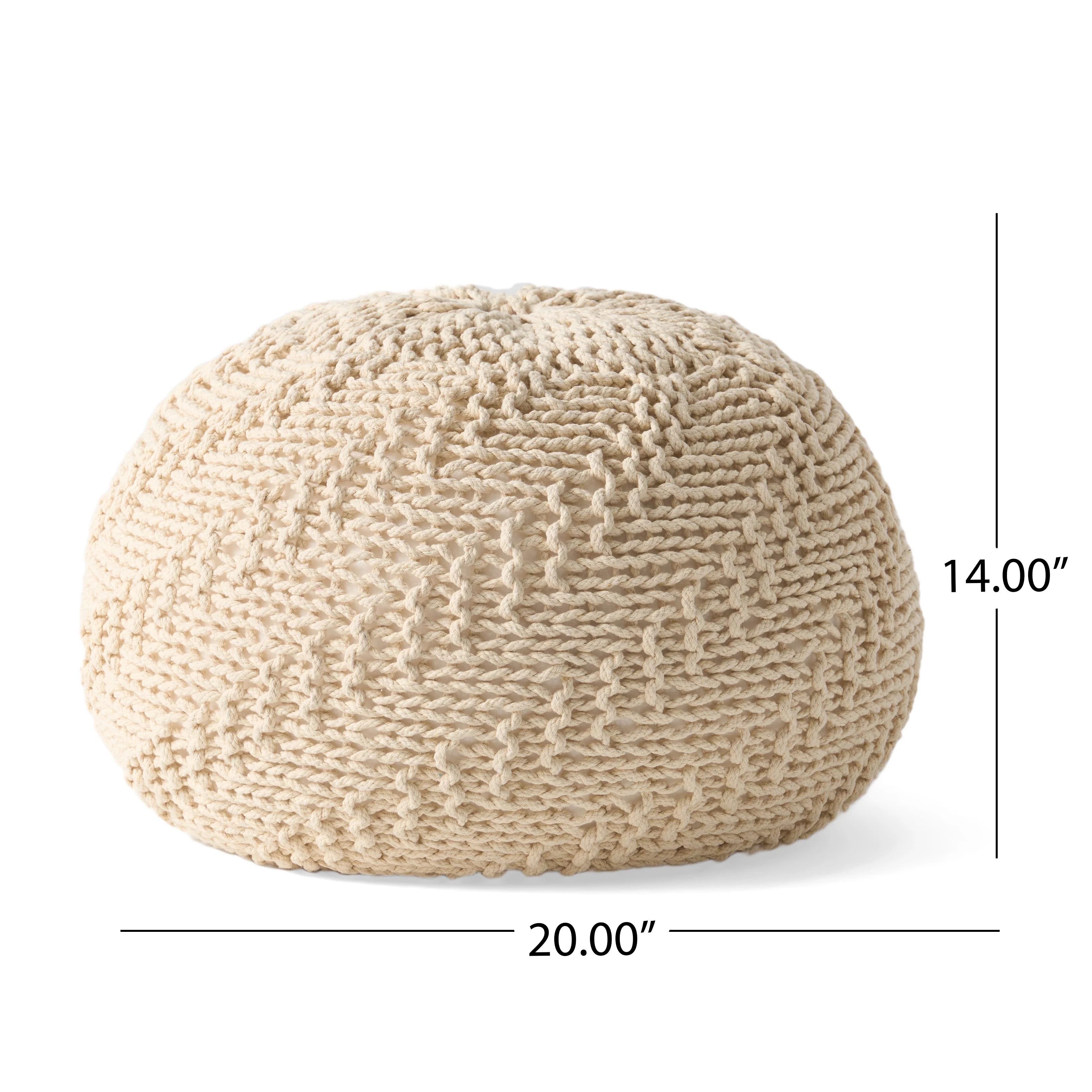 Flovilla Modern Knitted Round Pouf - furnishings