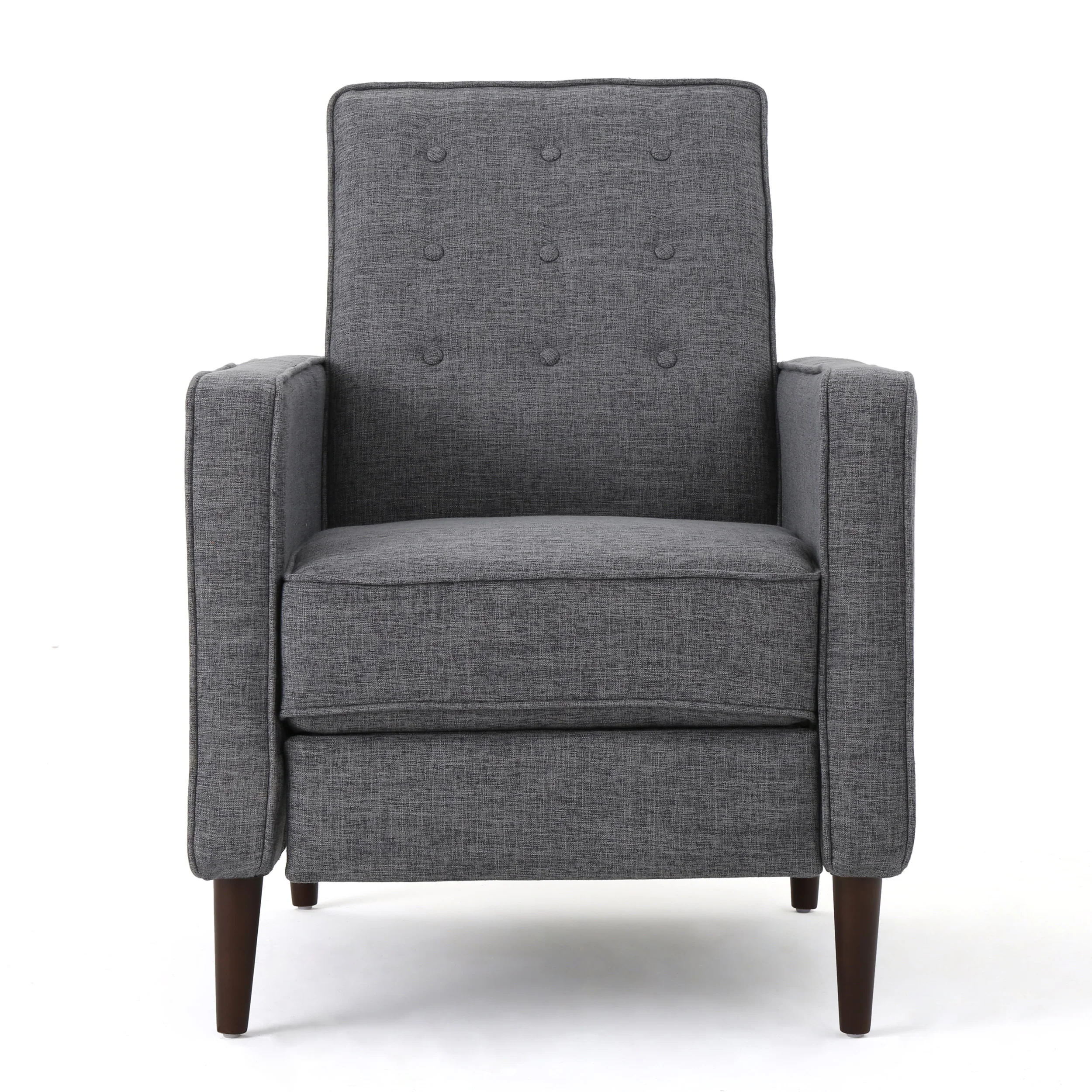 Macedonia Mid Century Modern Tufted Back Fabric Recliner - furnishings
