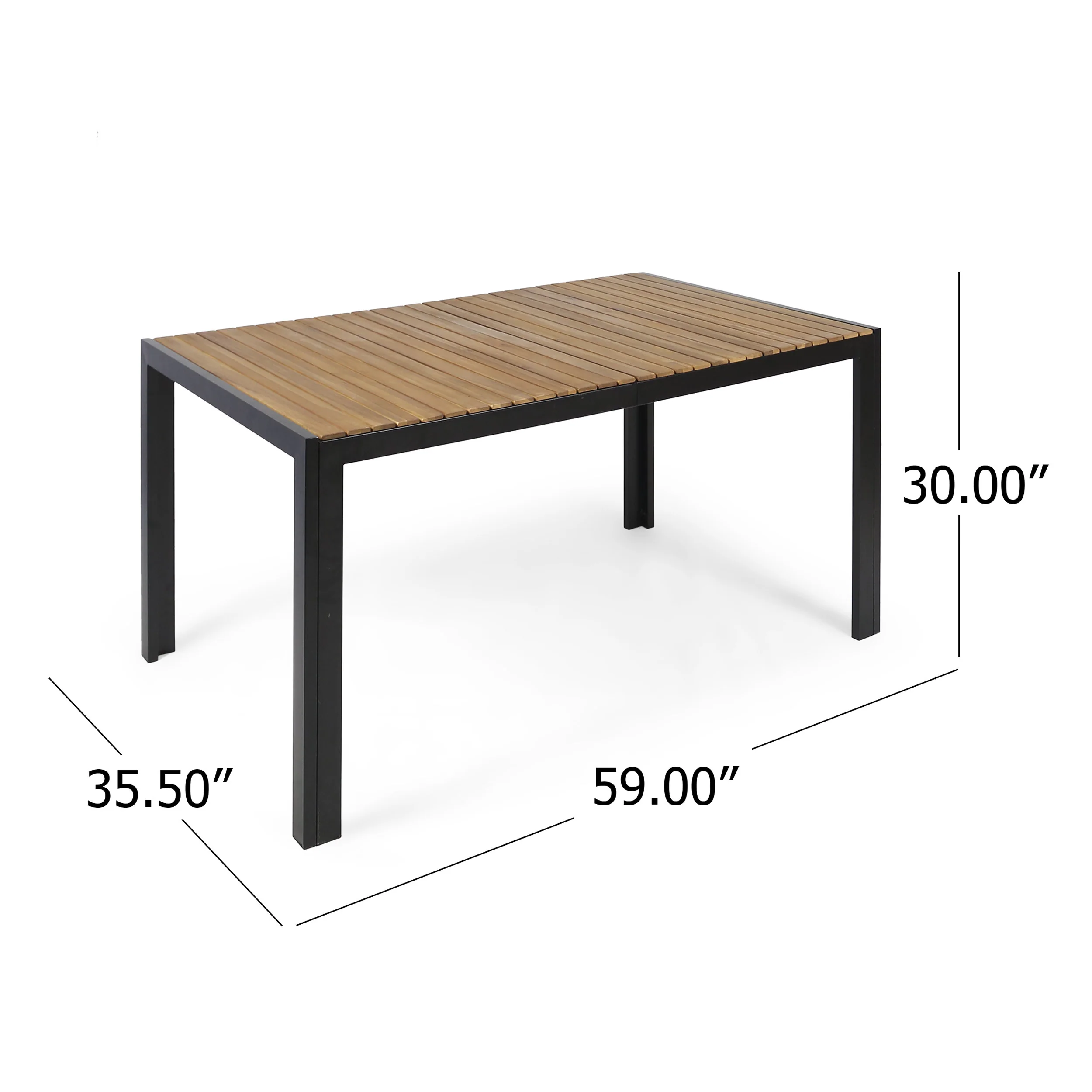 Grace Outdoor 6 Seater Acacia Wood Dining Set with an Iron Frame - furnishings