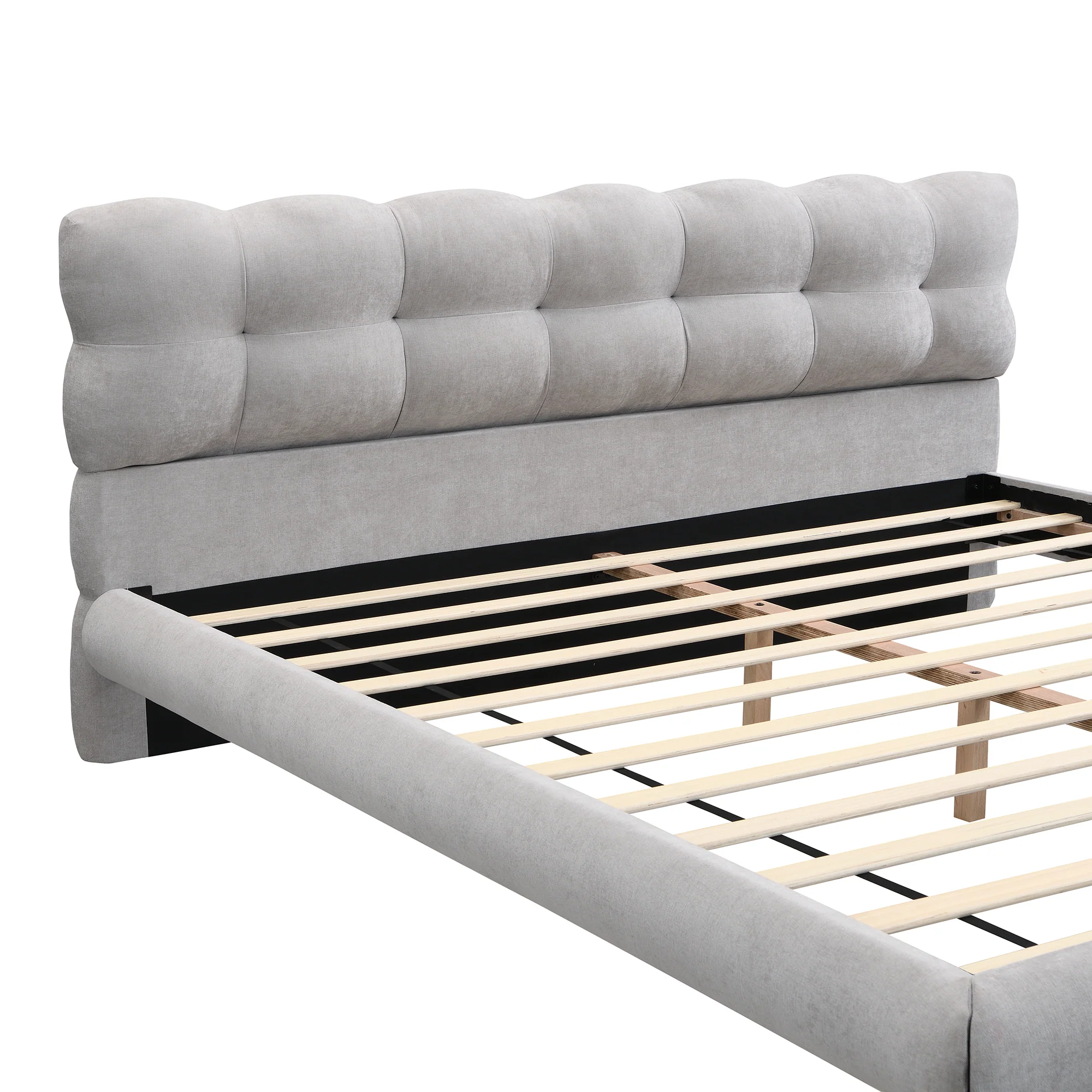 Caldwin Modern Upholstered Chenille Platform Bed with Headboard - furnishings
