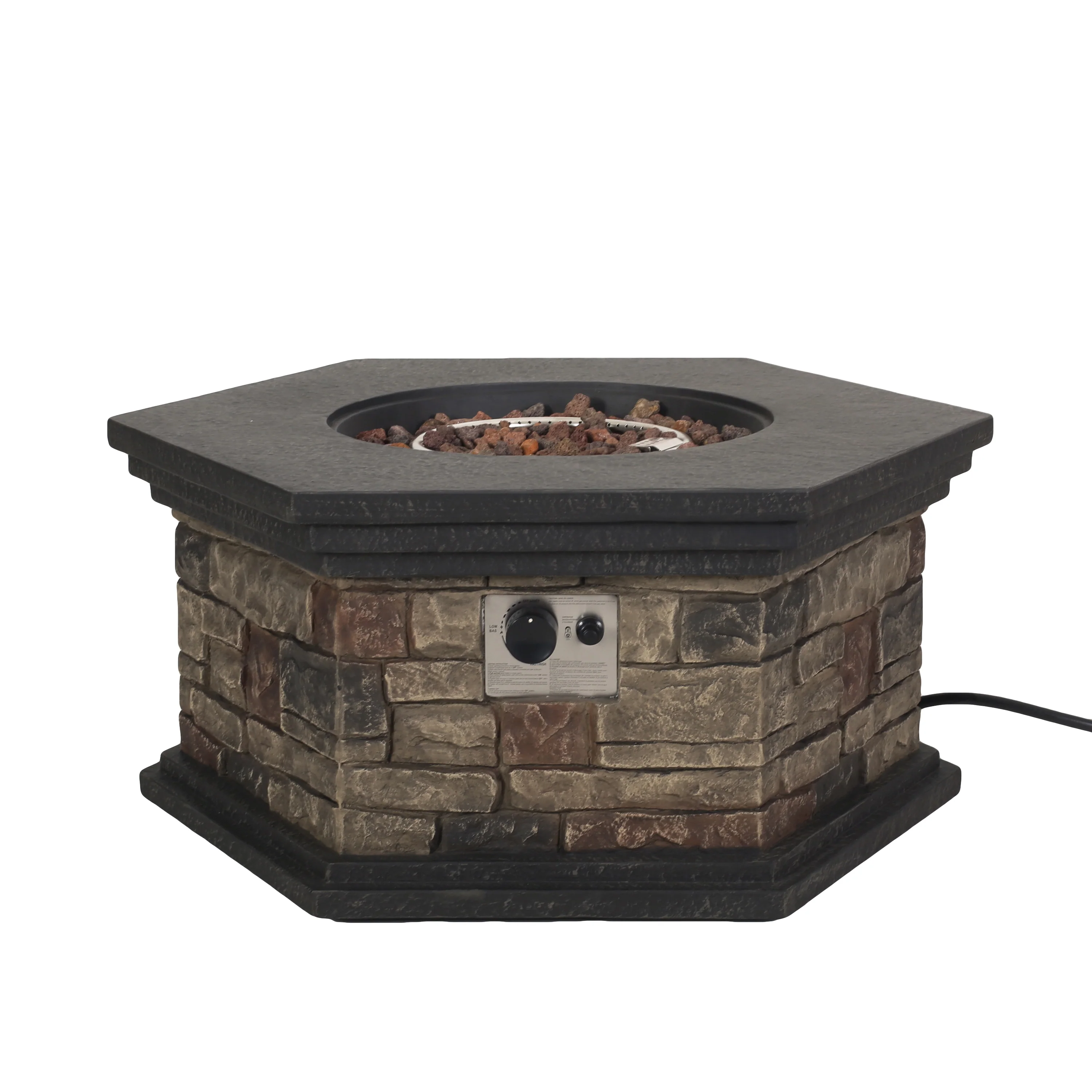 Troy Outdoor 40,000 BTU Lightweight Concrete Octagonal Fire Pit (No Tank Holder), Stone Finish - furnishings