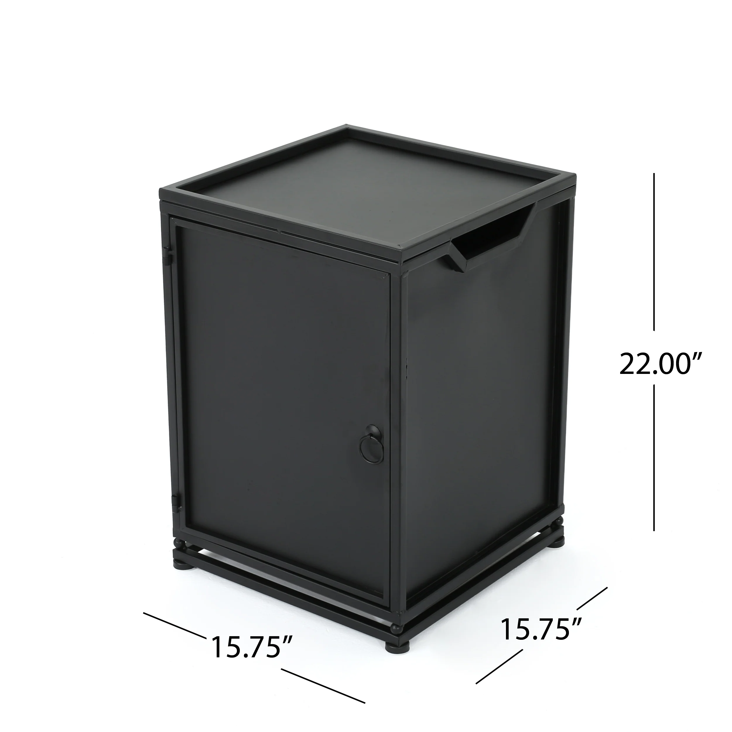 Lecanto Outdoor Metal Tank Holder Side Table, Matte Black - furnishings