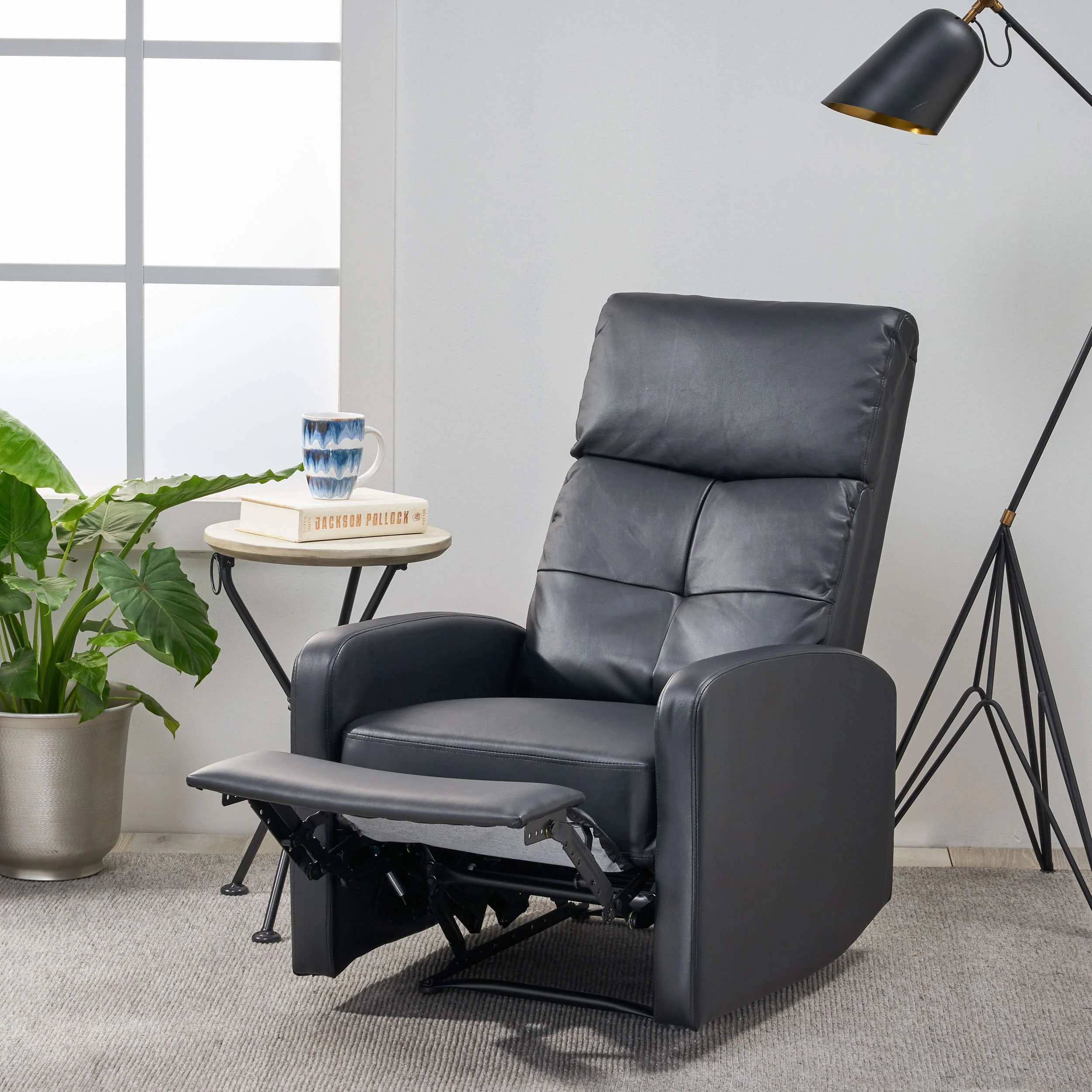 Teyana Contemporary Pillow Top Leather Recliner - furnishings
