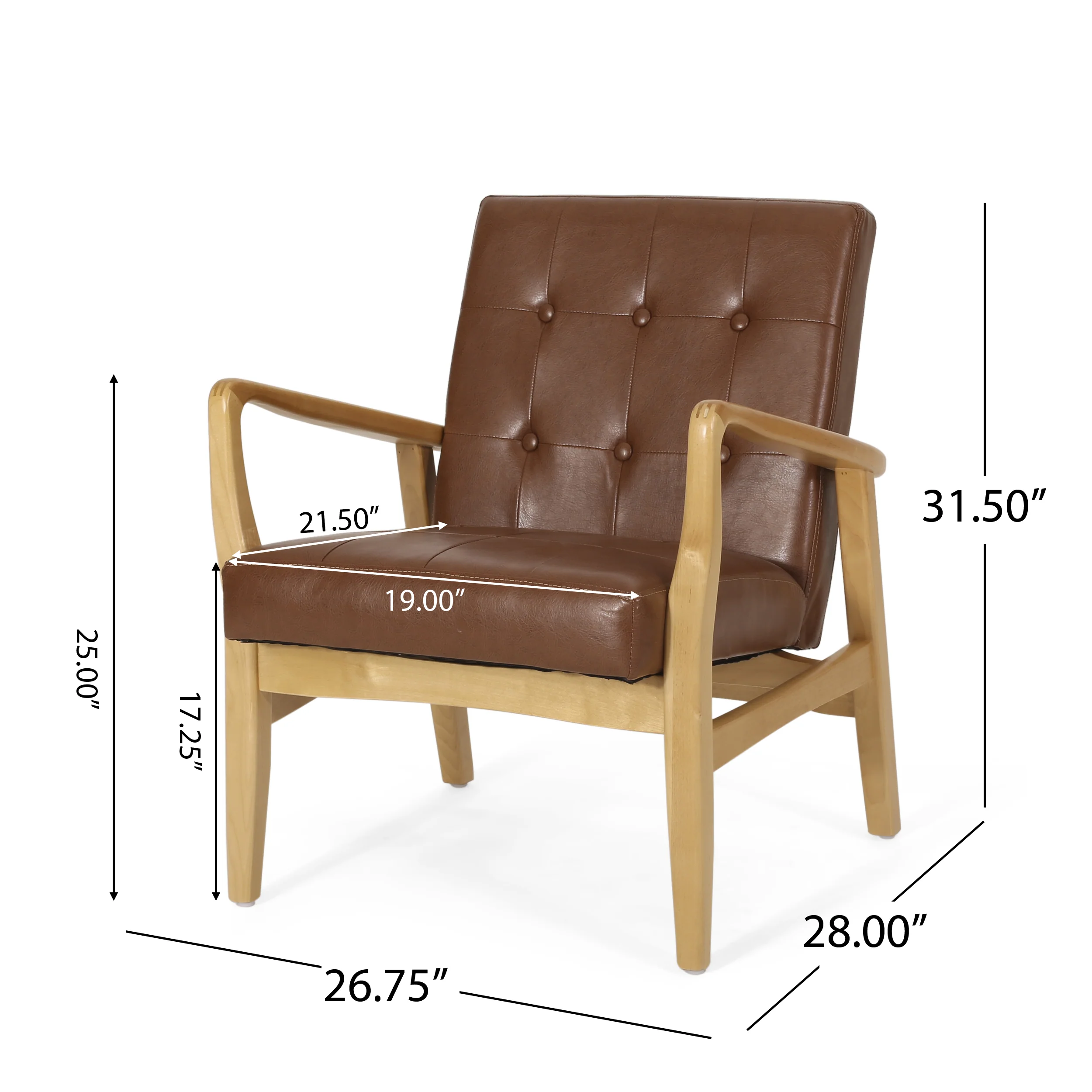 Callisto Mid Century Modern Upholstered Club Chair with Wood Frame - furnishings
