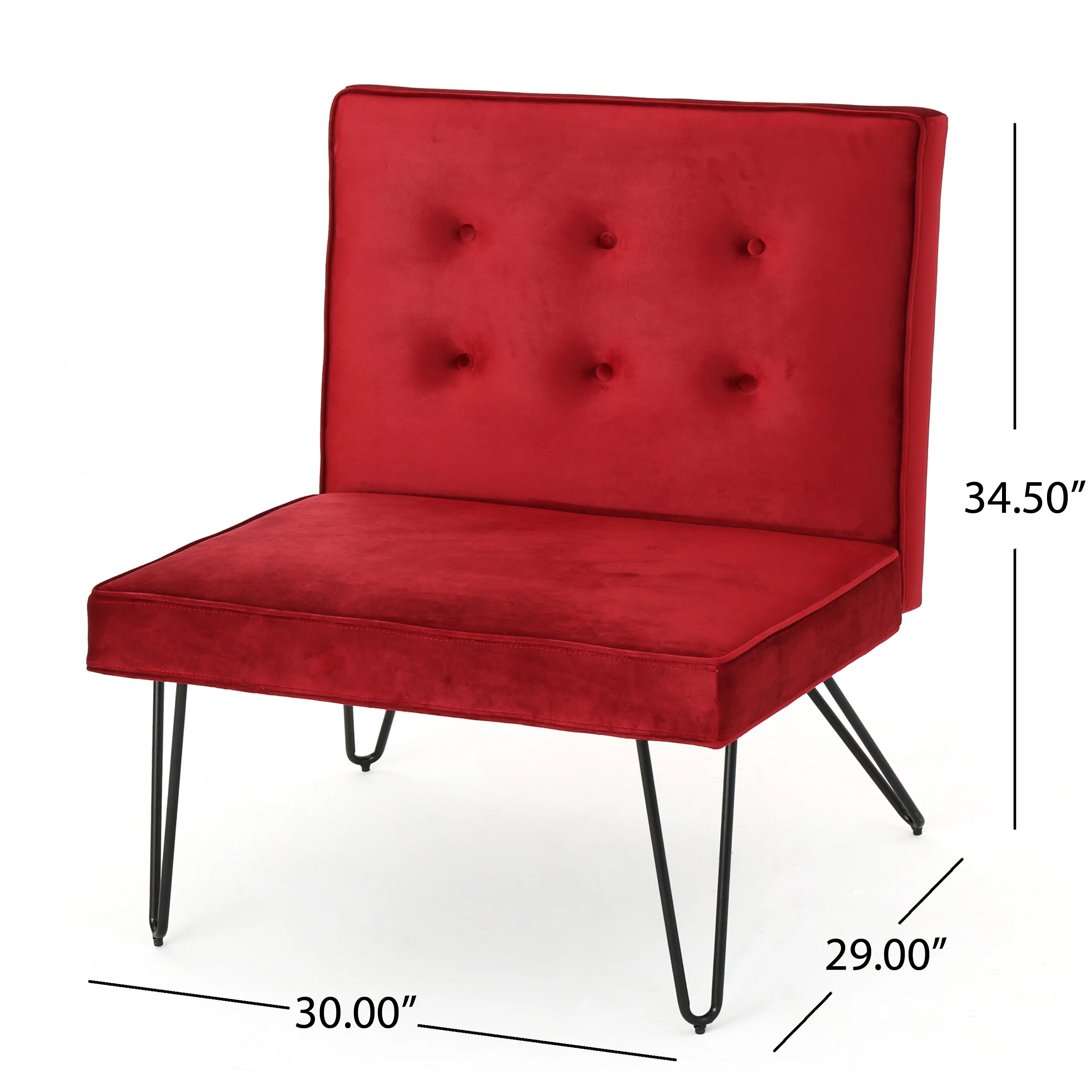 DuSoleil Modern Button Tufted Armless Velvet Accent Chair with Hairpin Legs - furnishings