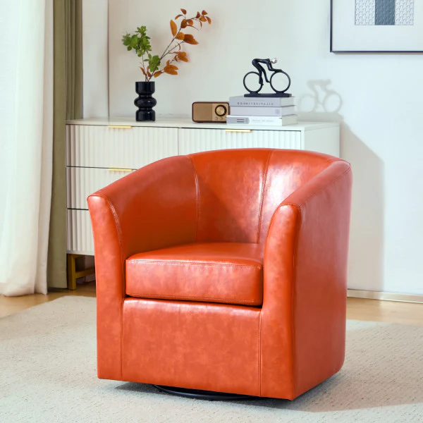 Jackson Orange Faux Leather Swivel Club Chair - furnishings