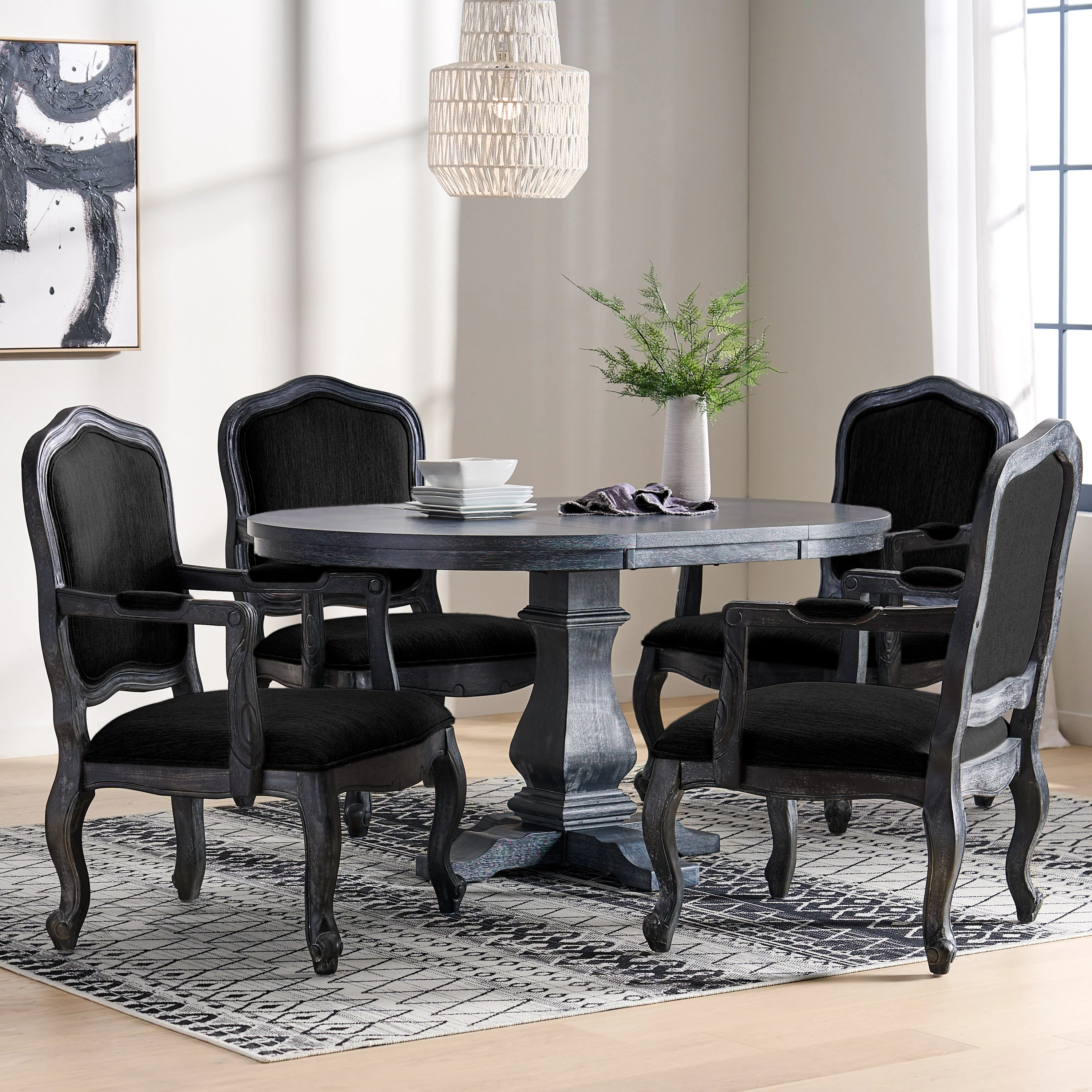 Maria French Country Wood 5-Piece Expandable Oval Dining Set - furnishings