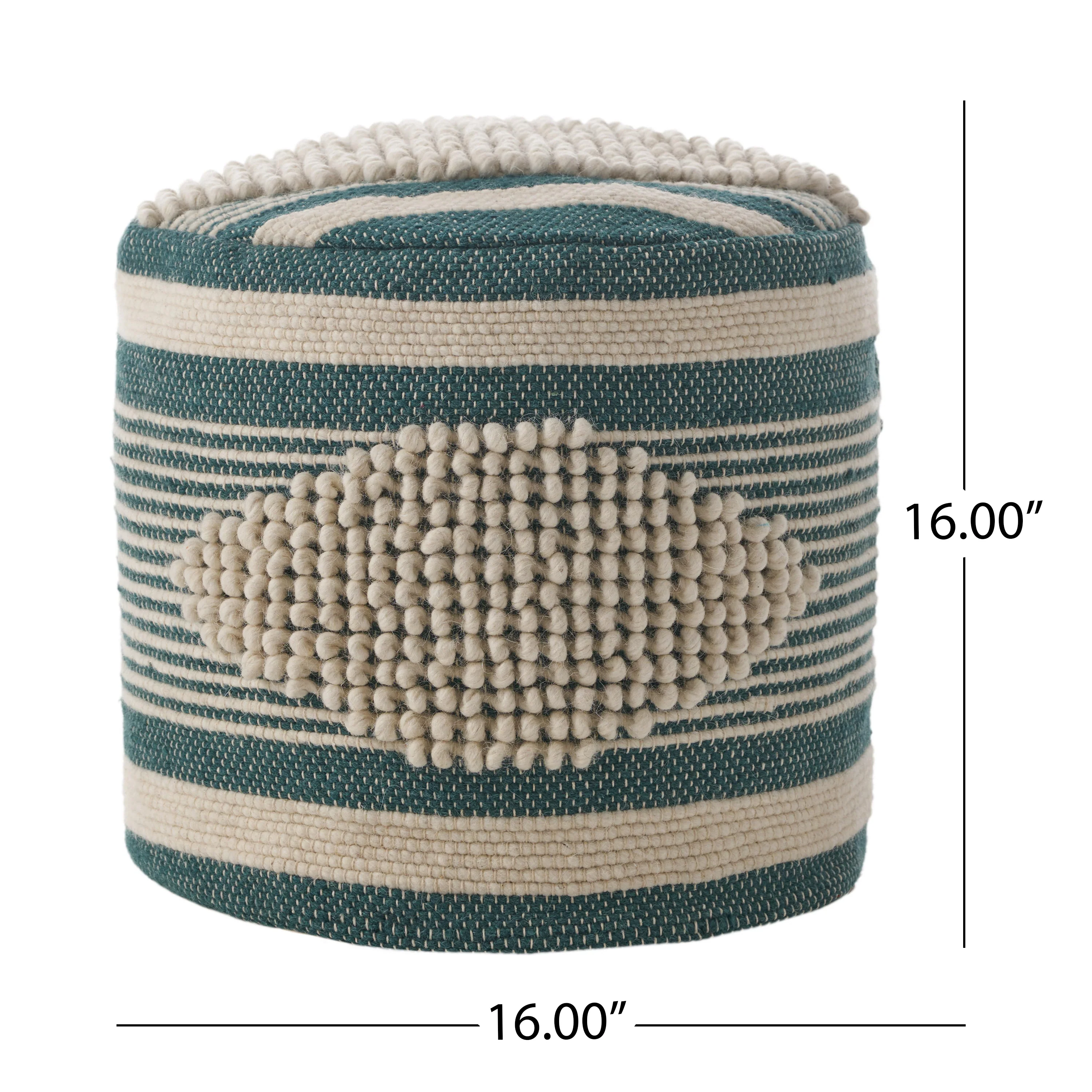 Villard Boho Handcrafted Fabric Cylinder Pouf - furnishings