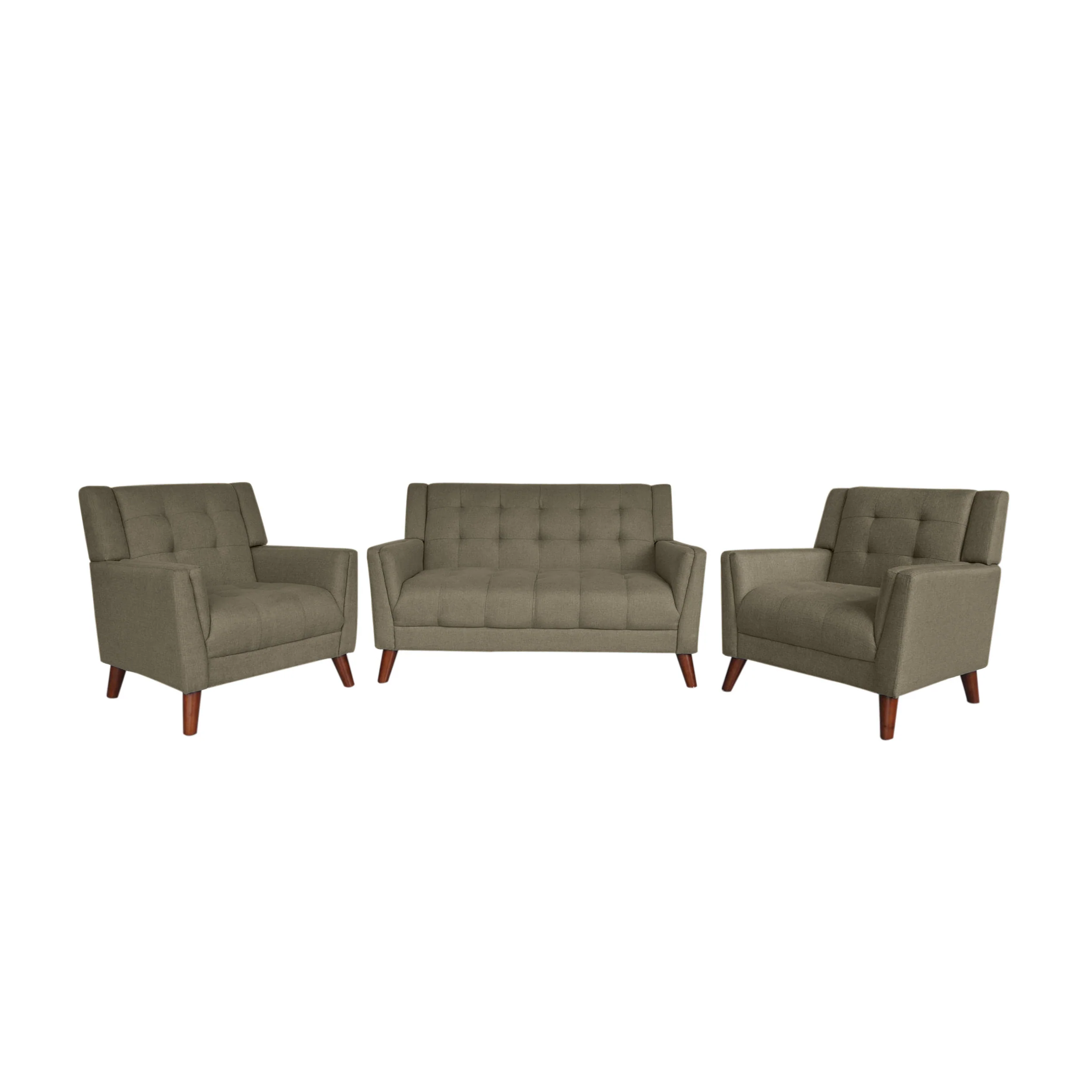 Evelyn Mid Century Modern 3-Piece Chairs & Loveseat Fabric Living Room Set - furnishings