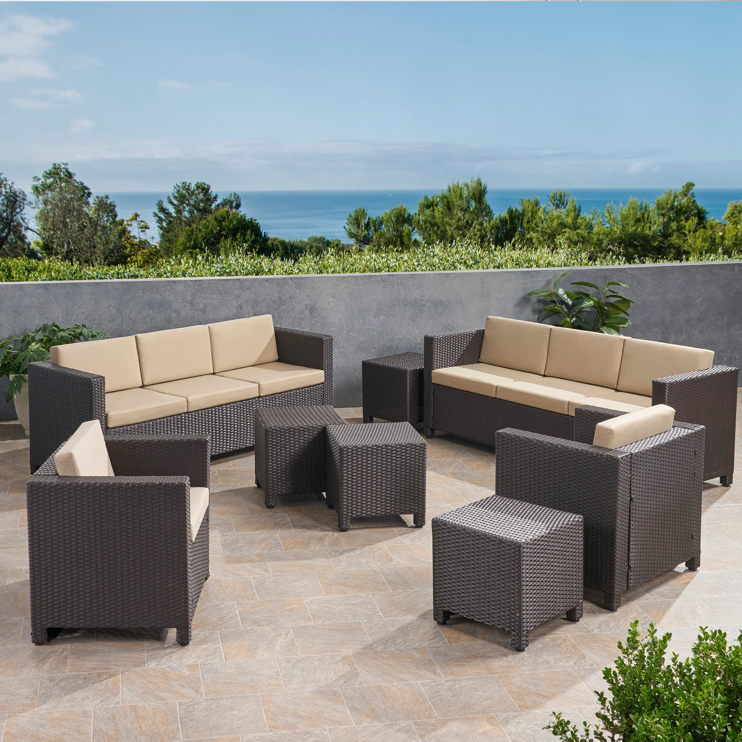 Venice 8-Seater Outdoor Sofa Set with Side Tables - furnishings