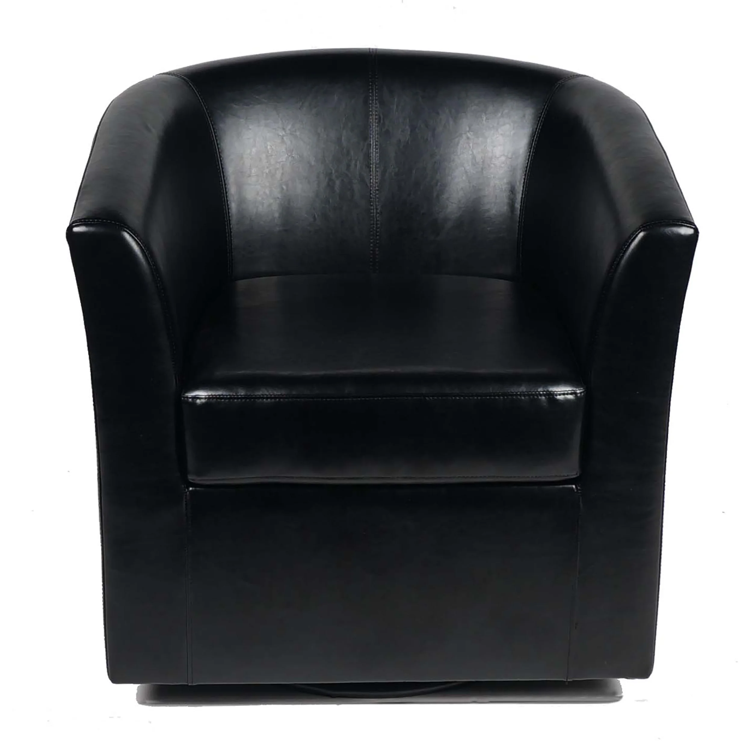 Corley Modern Upholstered Faux Leather Swivel Barrel Club Chair - furnishings