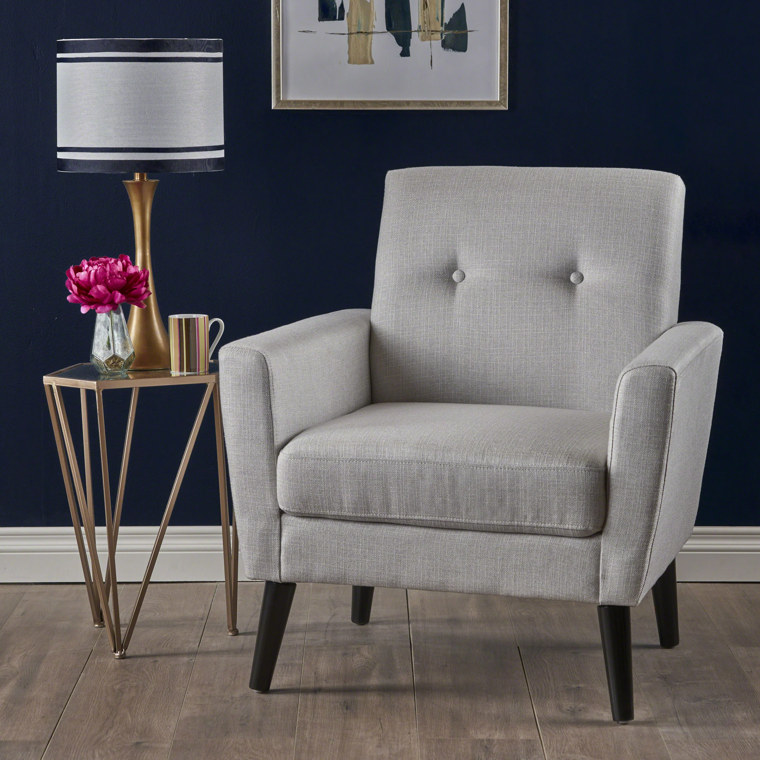Sierra Mid Century Modern Button Tufted Upholstered Fabric Club Chair - furnishings