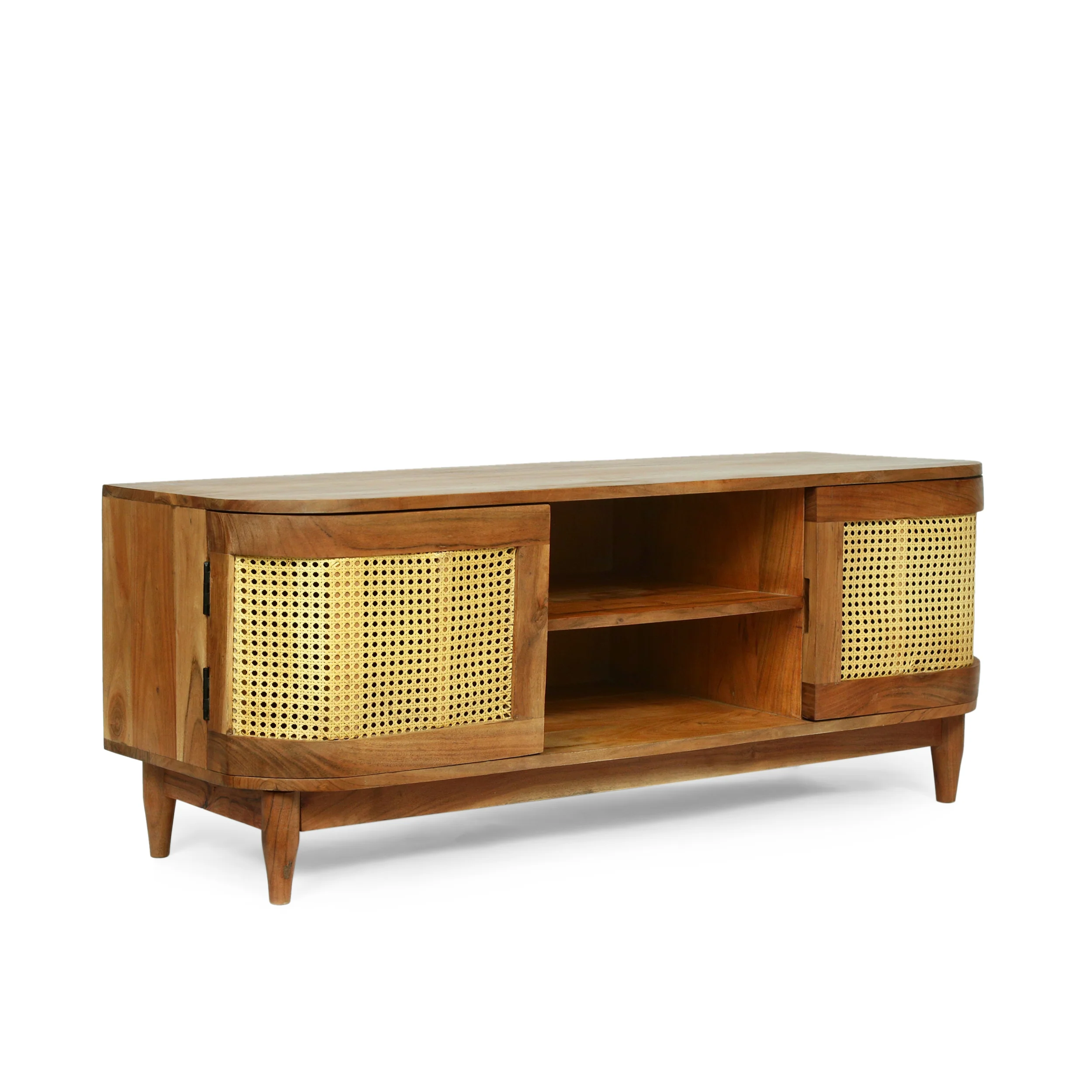 Paquette Boho Handmade Acacia Wood TV Stand with Storage, Natural - furnishings