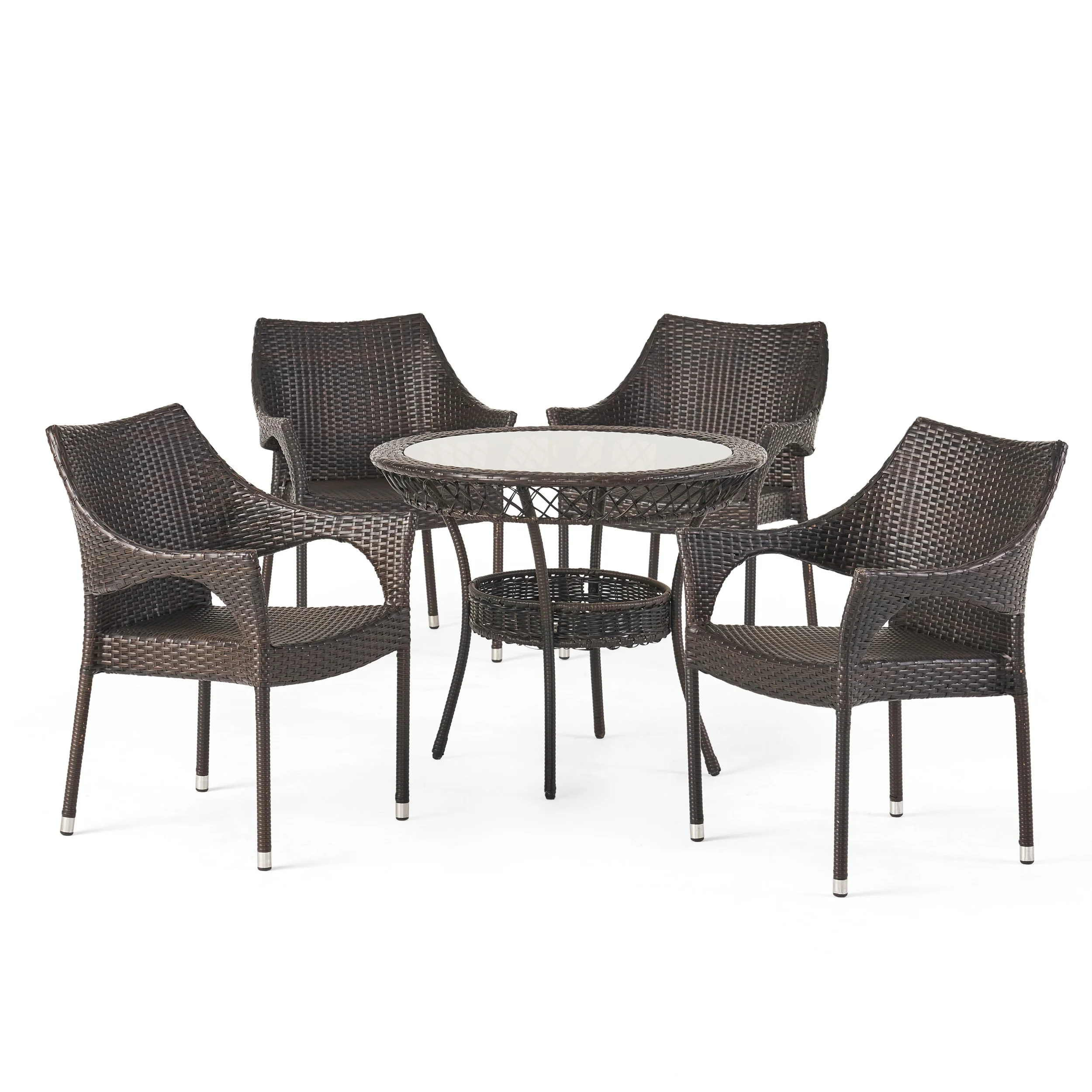 Del Mar Outdoor Multibrown Wicker  5pc Dining Set - furnishings