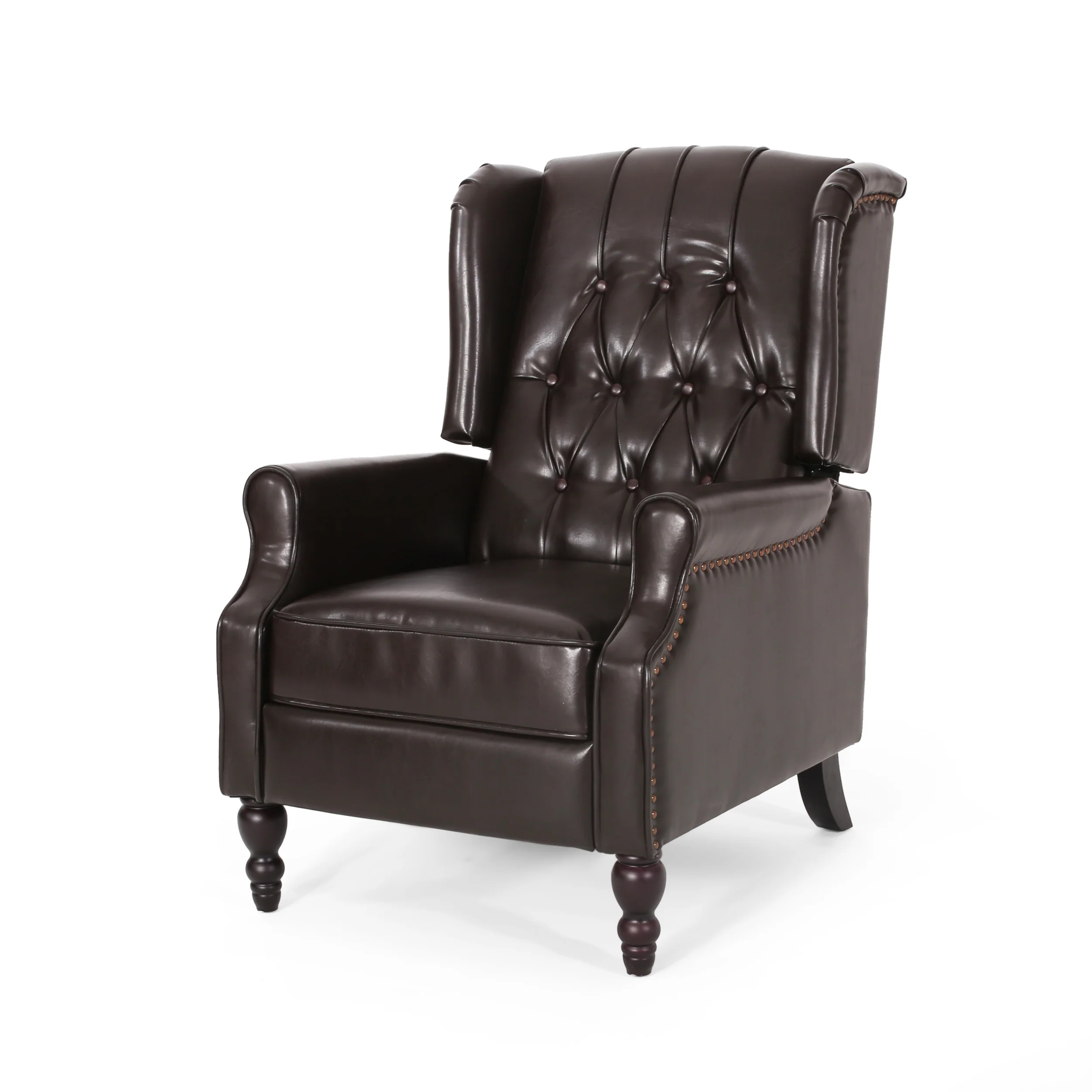 Temzyl Contemporary Brown Leather Recliner Chair - furnishings