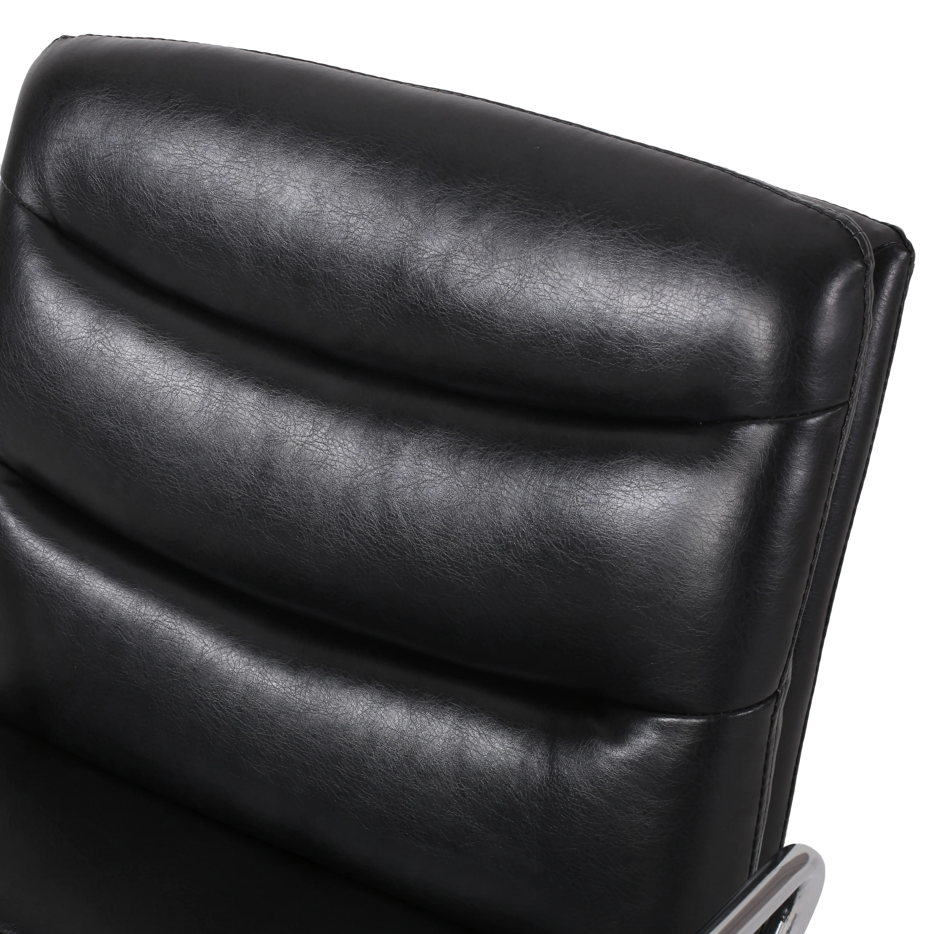 Gould Contemporary Faux Leather Channel Stitch Swivel Office Chair - furnishings