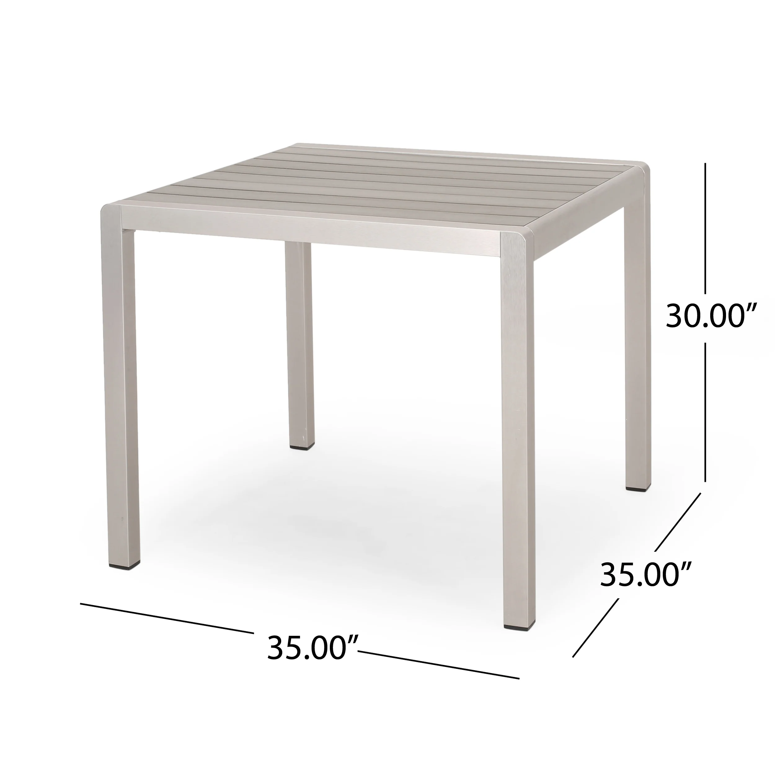 Danitza Outdoor Modern 4 Seater Aluminum Dining Set with Faux Wood Table Top - furnishings