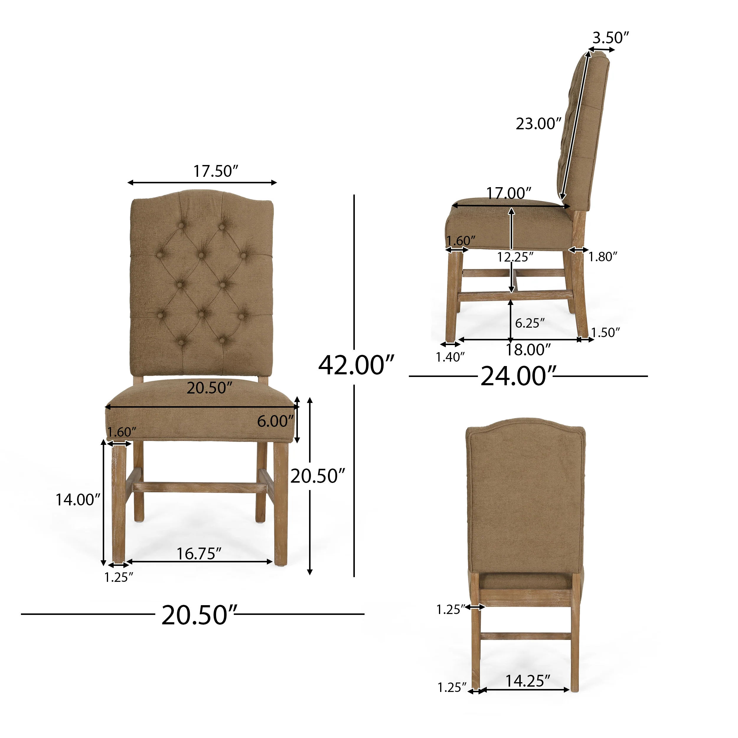 Loyning Contemporary Tufted Dining Chairs, Set of 2 - furnishings