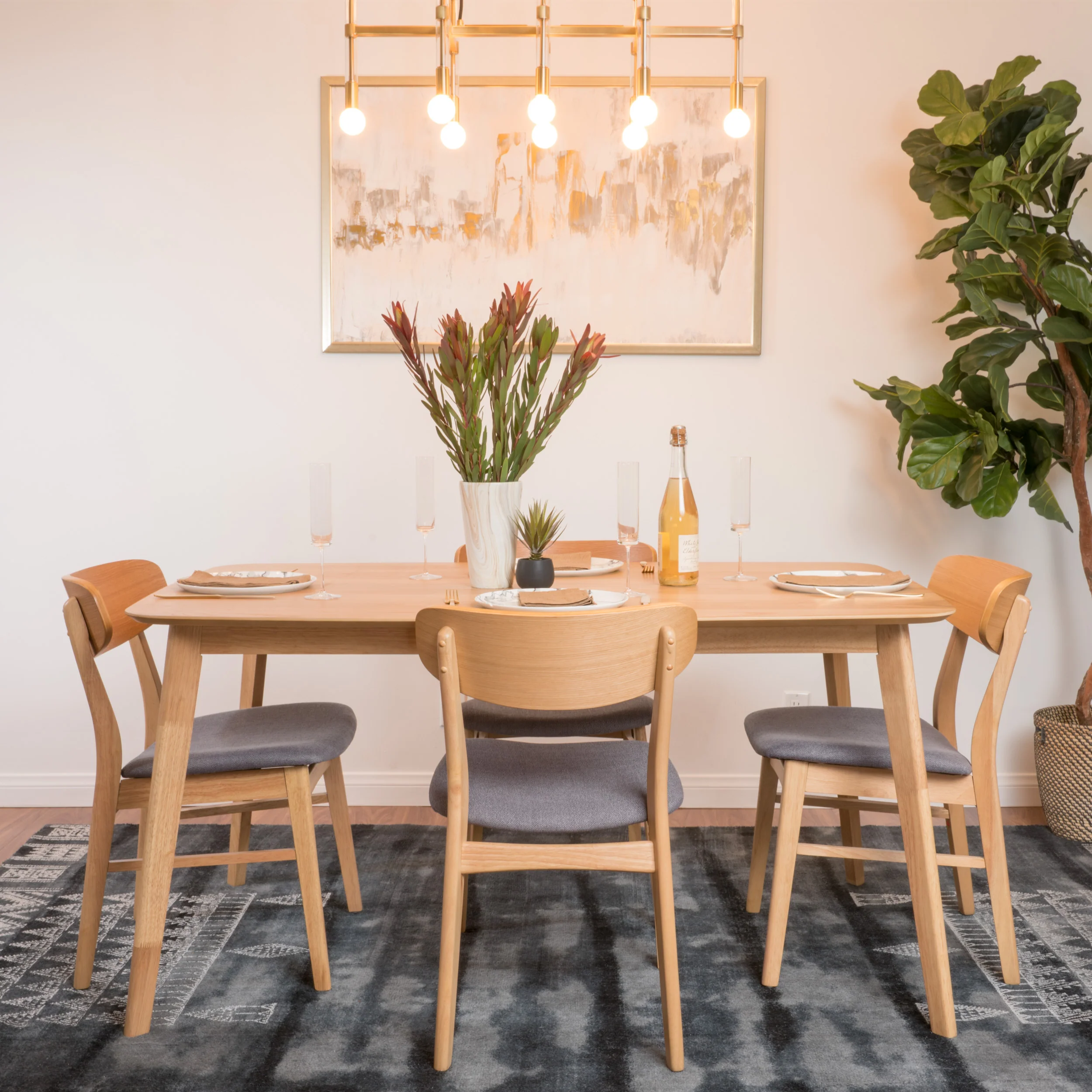 Lucille Mid-Century Modern 5 Piece Dining Set - furnishings
