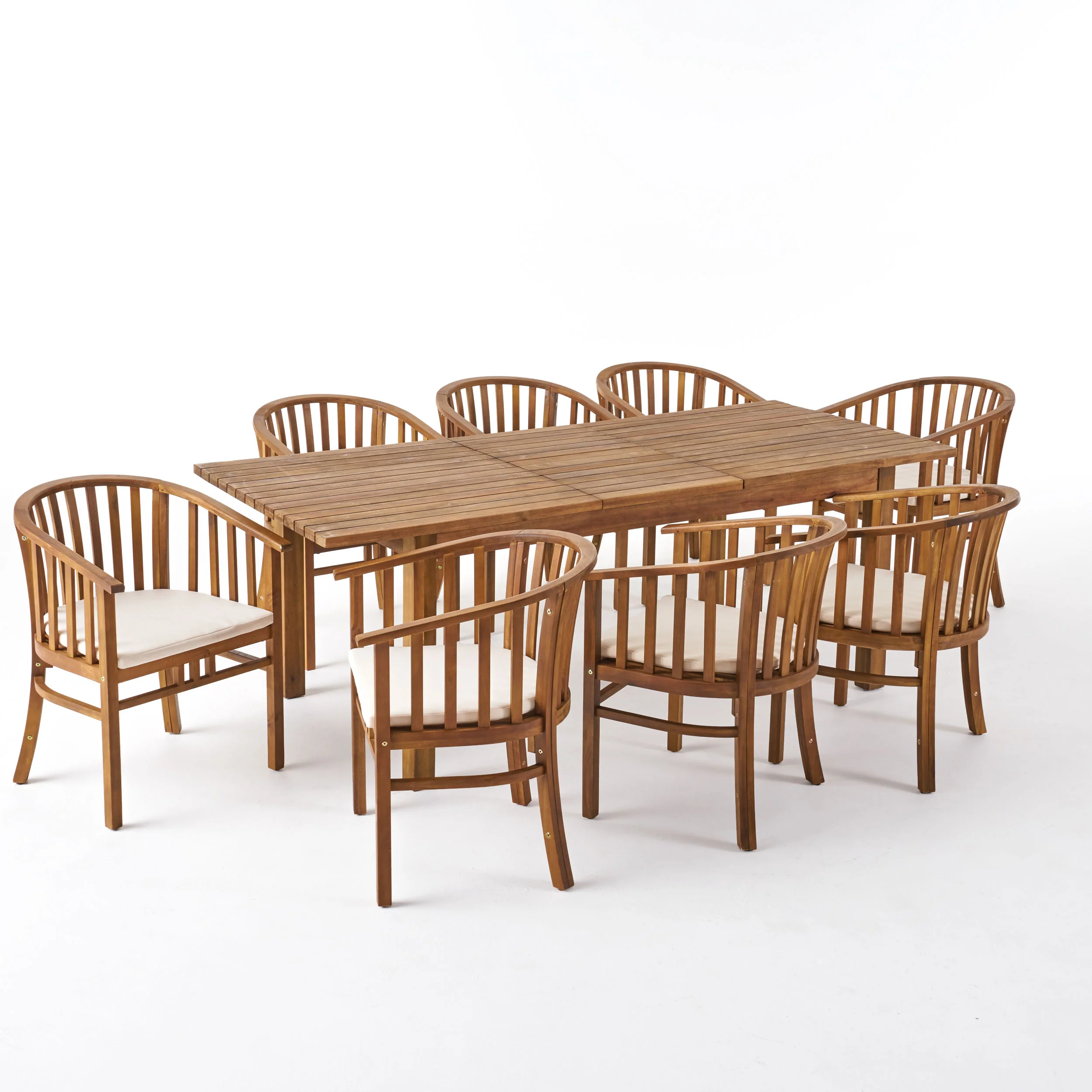 Rosin Outdoor Expandable 8 Seater Acacia Wood Dining Set - furnishings