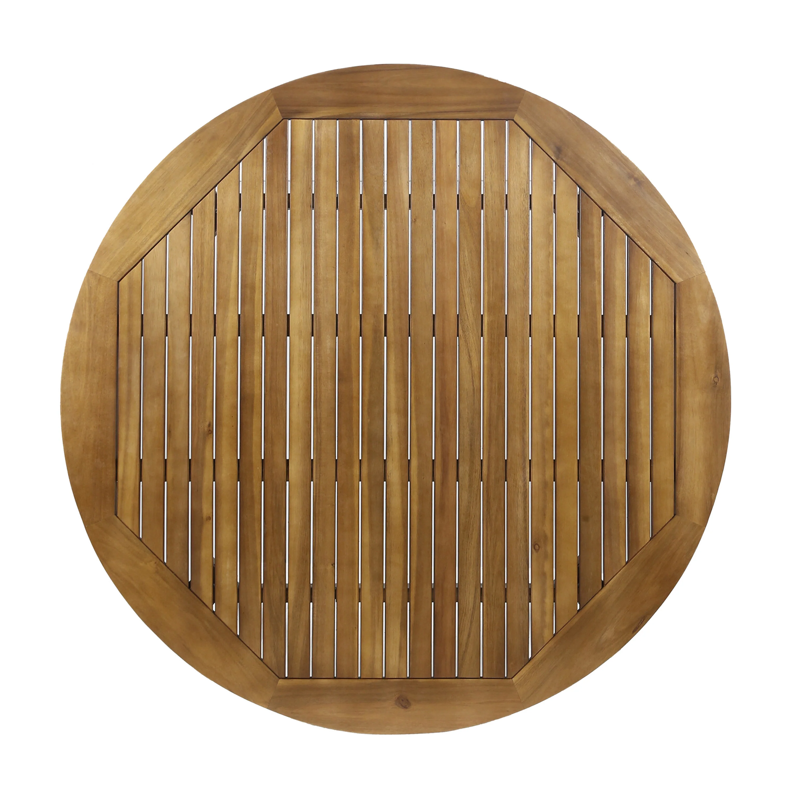 Hoff Outdoor Coastal 5 Piece Wicker Dining Set with Round Acacia Wood Table - furnishings