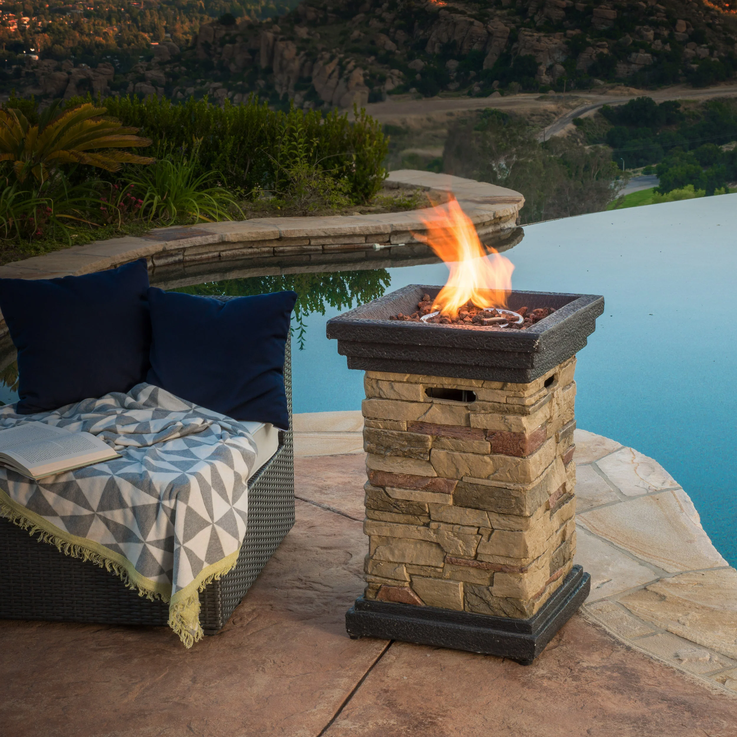 Troy Outdoor 19-inch Liquid Propane Fire Column - furnishings