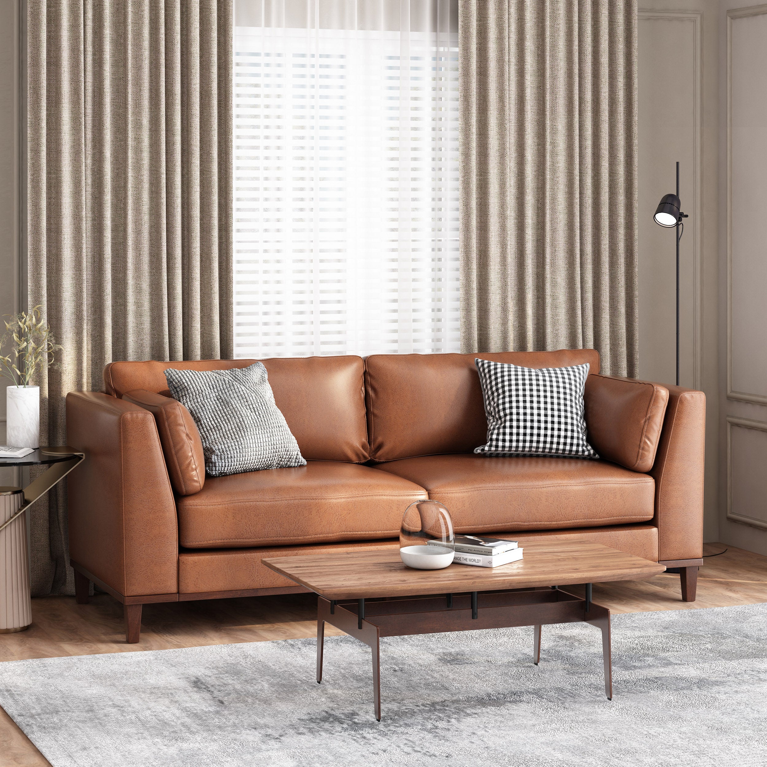 Ayers Contemporary Faux Leather Upholstered 3 Seater Sofa - furnishings