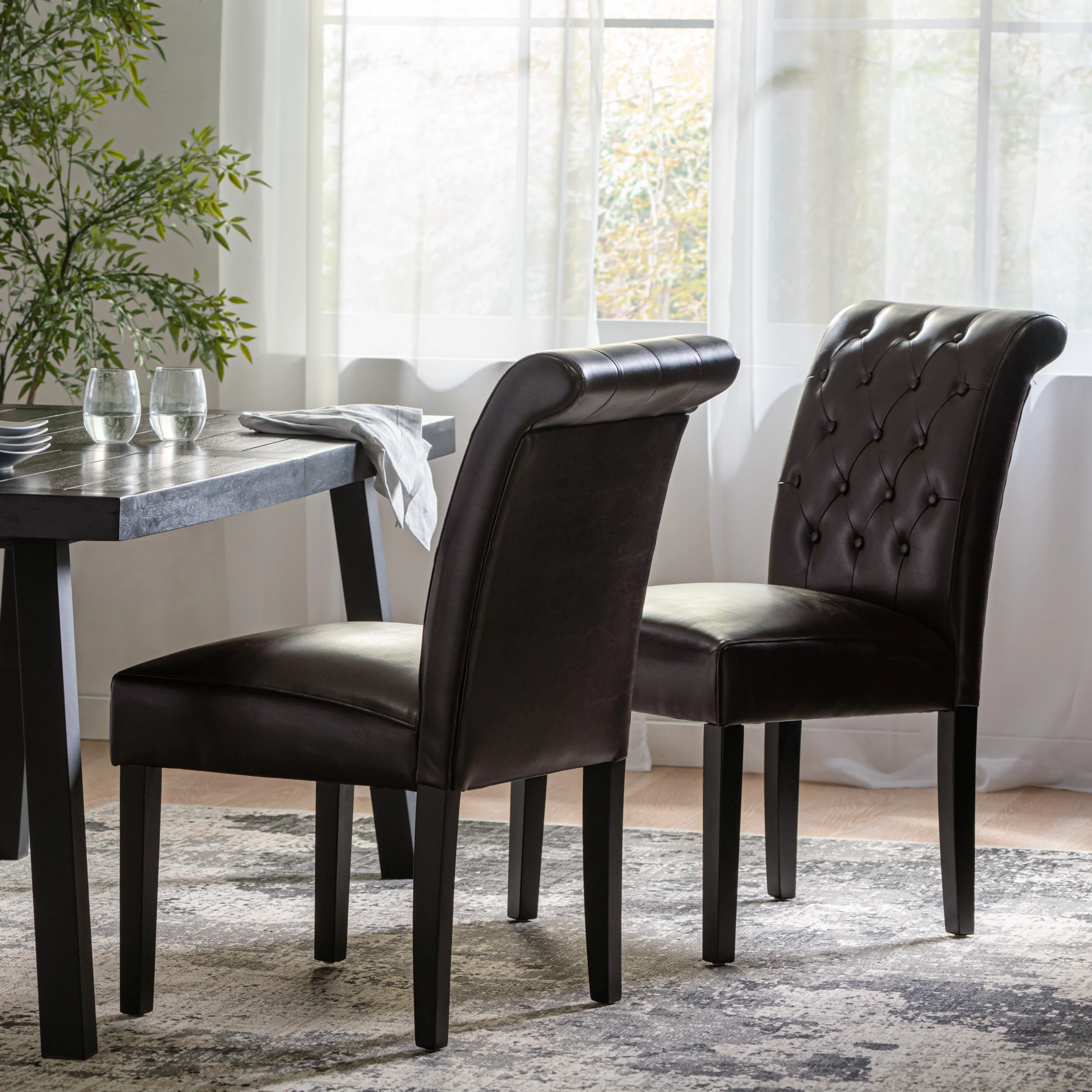 Elliston Leather Tufted Dining Chairs (Set of 2) - furnishings