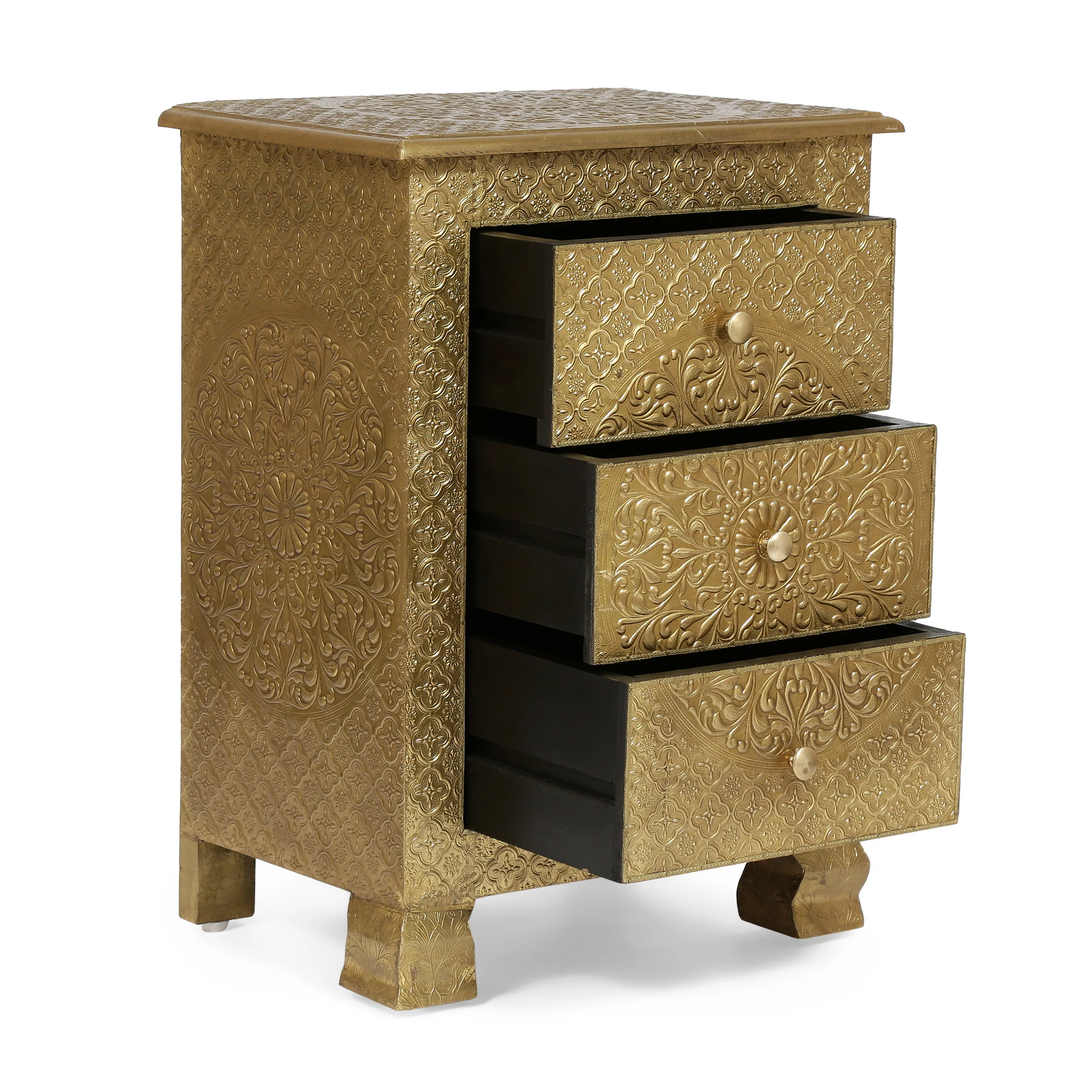 Paulding Upson Handcrafted Boho 3 Drawer Nightstand - furnishings